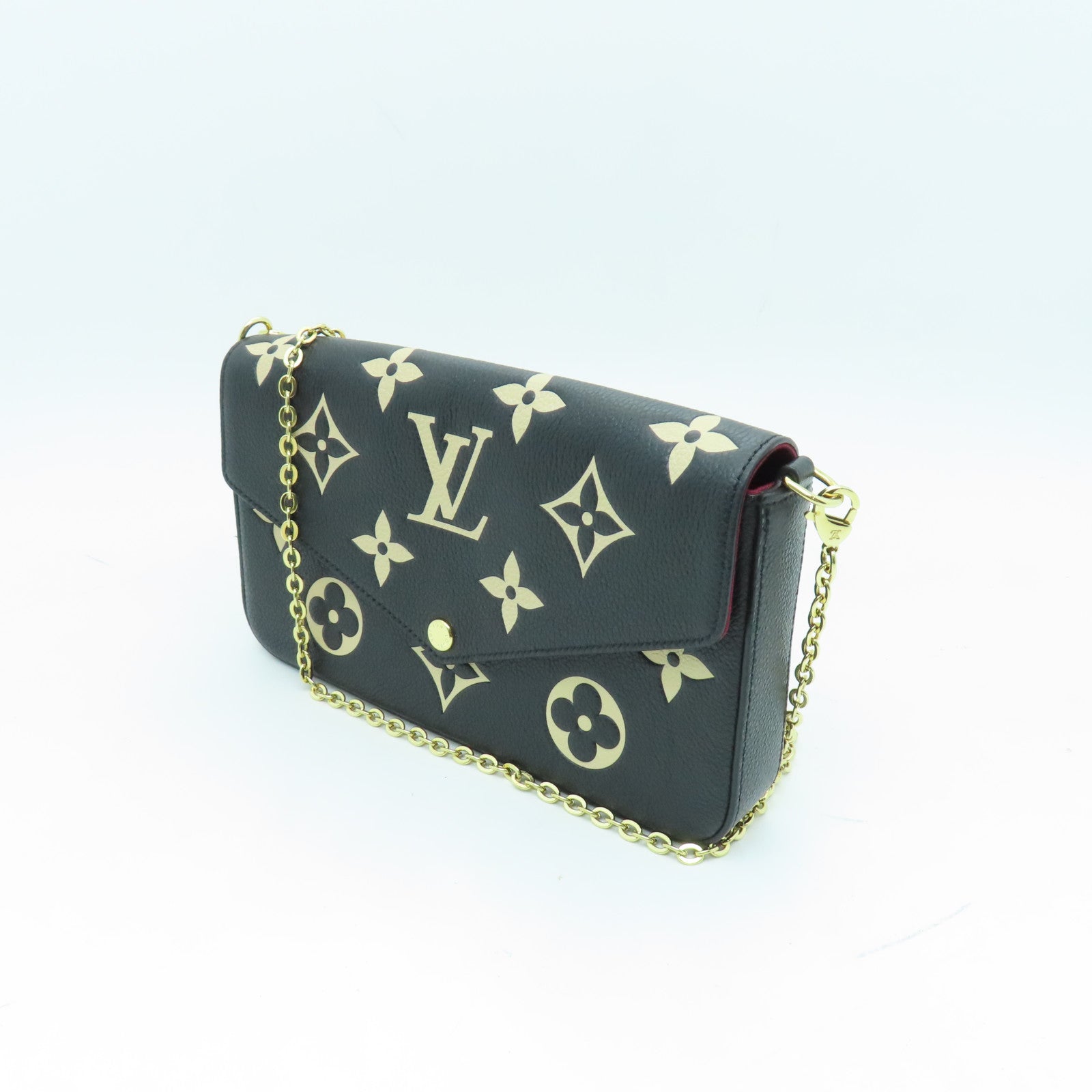 LOUIS VUITTON Monogram Empreinte Felicie Pochette金扣鏈帶肩背袋黑色