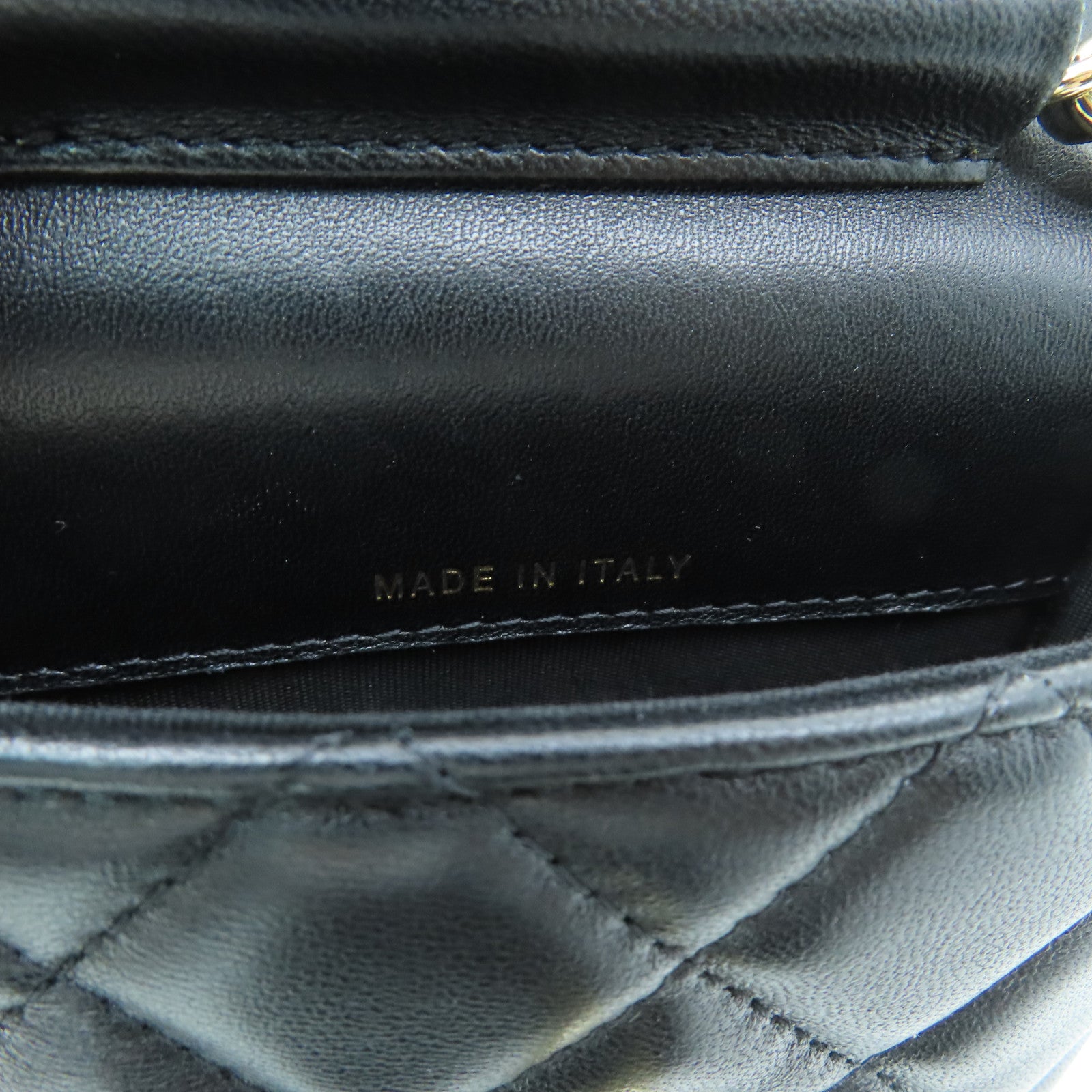 CHANEL 菱格羊皮皮革Chain Shoulder Bag金扣鏈帶肩背袋黑色