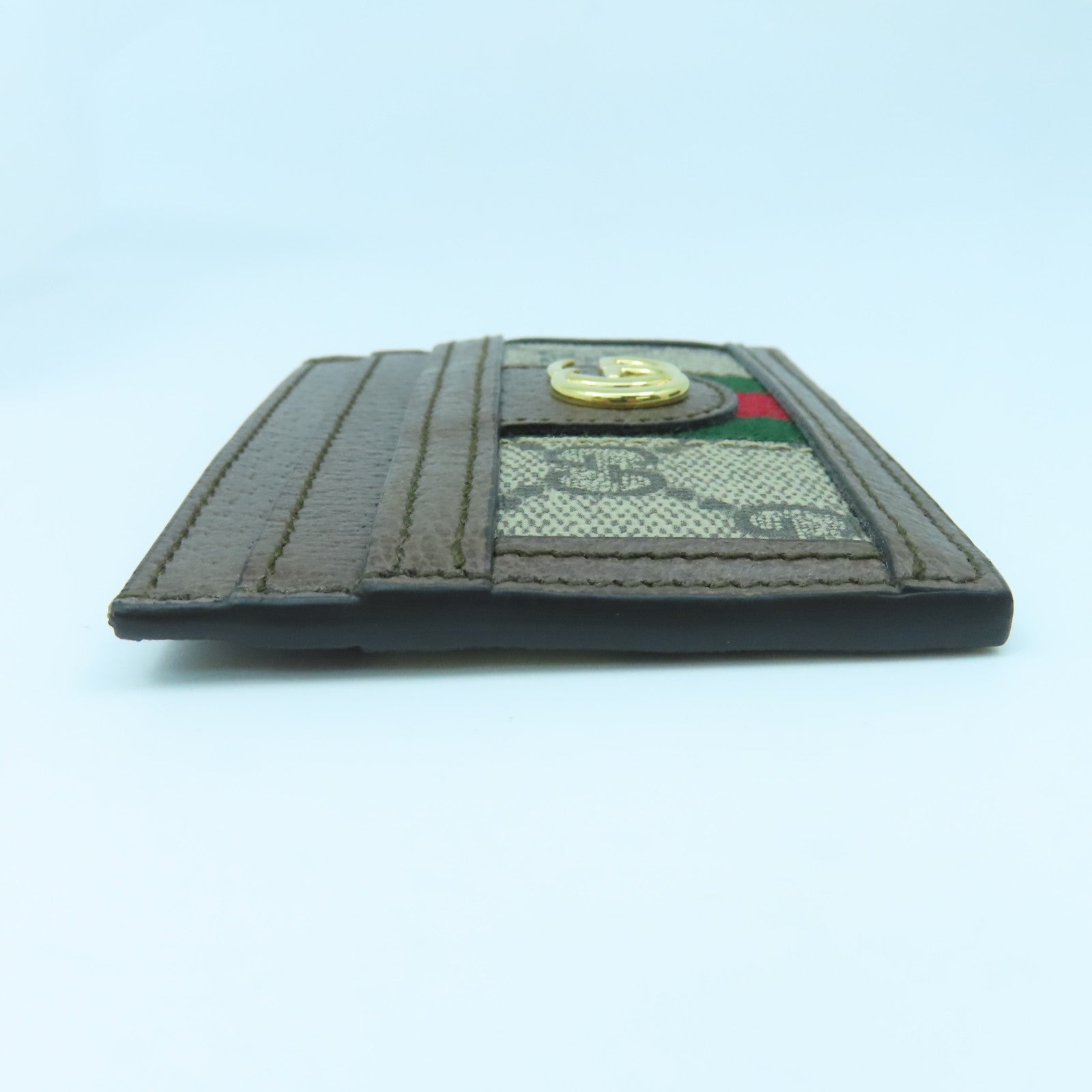 GUCCI 塗層帆布/牛皮皮革Ophidia Card Case卡片套啡色