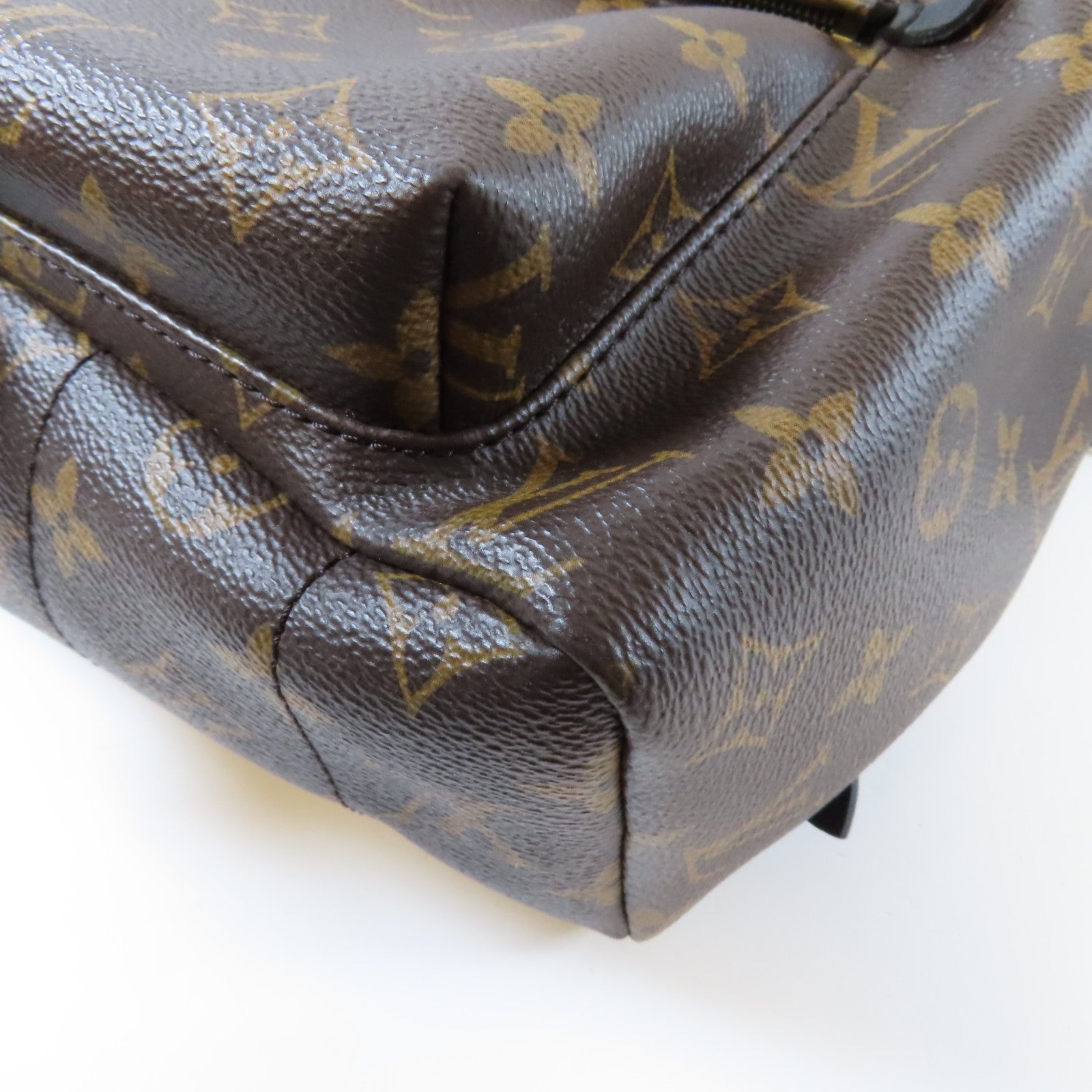 LOUIS VUITTON Monogram Macassar Palm Springs MM金扣背包啡色/黑色