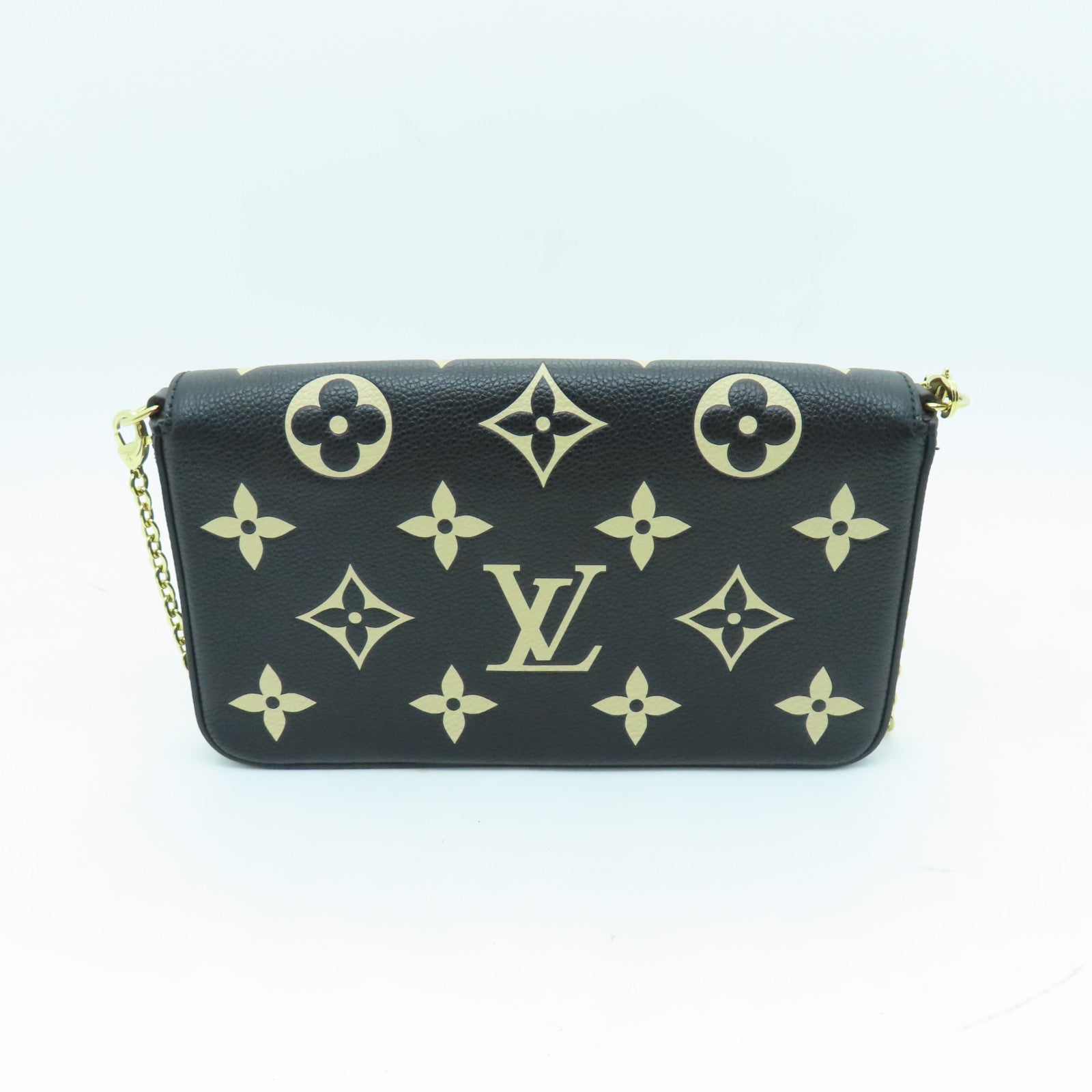 LOUIS VUITTON Monogram Empreinte Felicie Pochette金扣鏈帶肩背袋黑色
