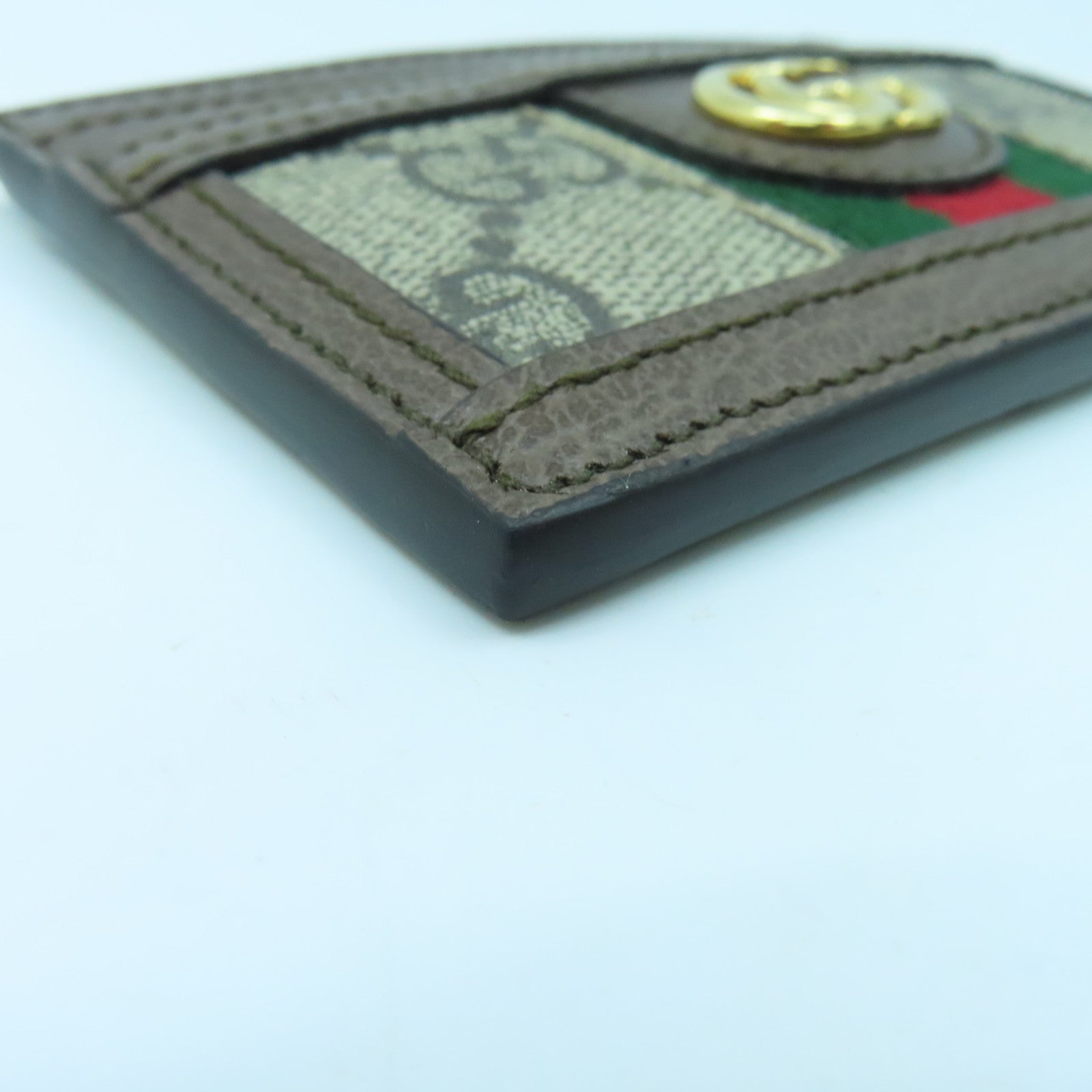 GUCCI 塗層帆布/牛皮皮革Ophidia Card Case卡片套啡色