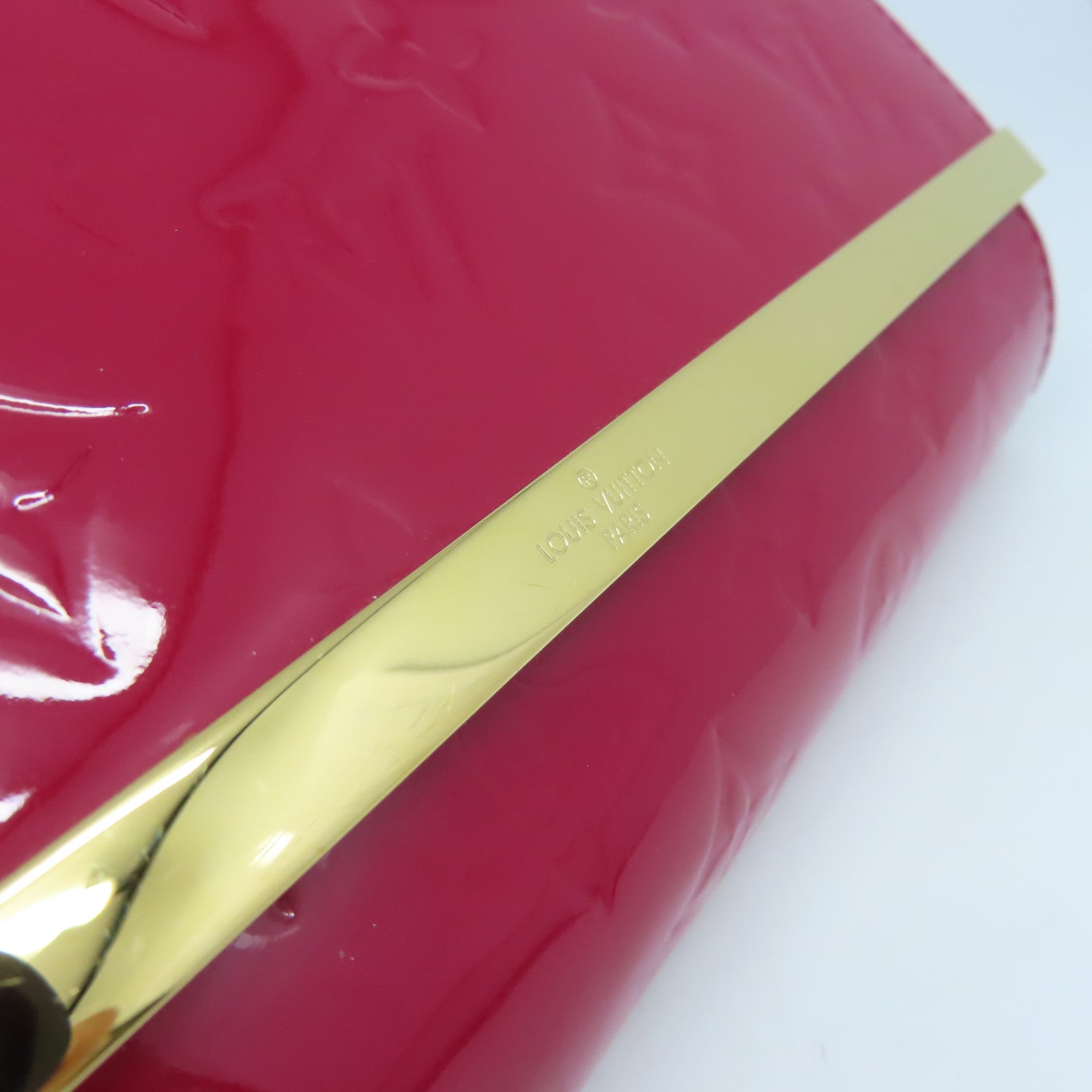 LOUIS VUITTON Vernis Clutch Ana Shoulder Bag金扣肩背袋紅色