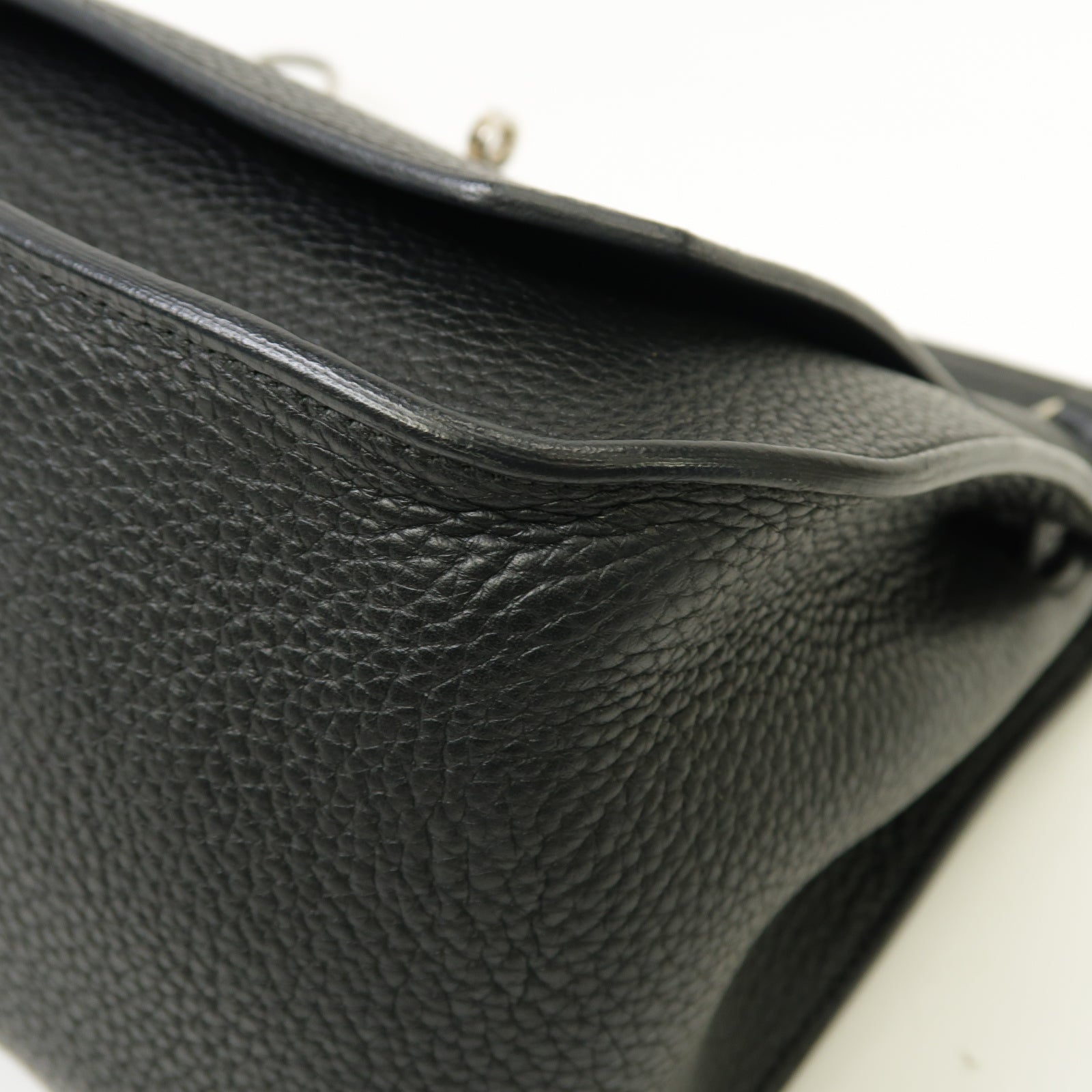 HERMES Clemence皮革Jypsiere 28銀扣肩背袋黑色