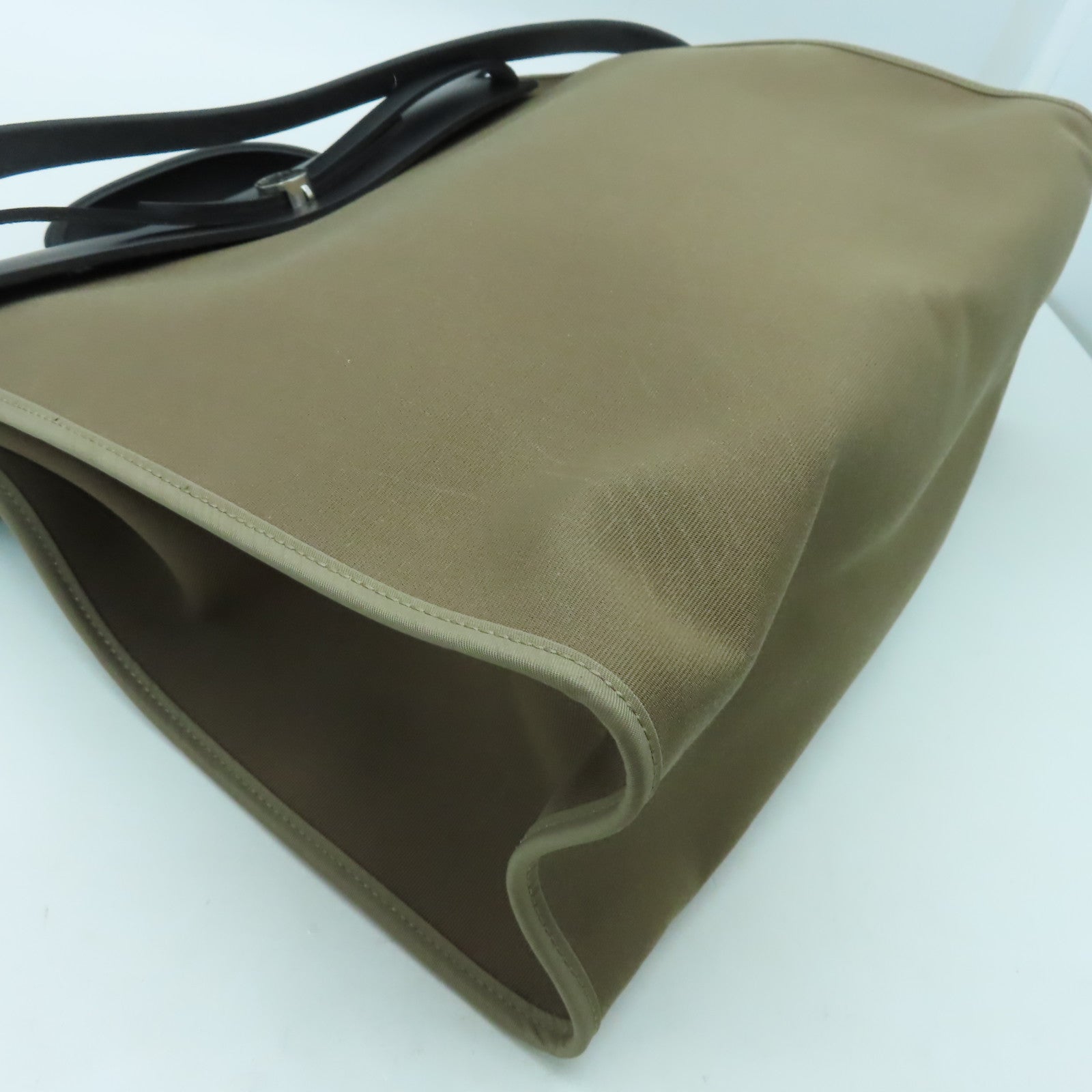 HERMES 帆布Herbag MM銀扣手挽肩背兩用袋黑色/啡色