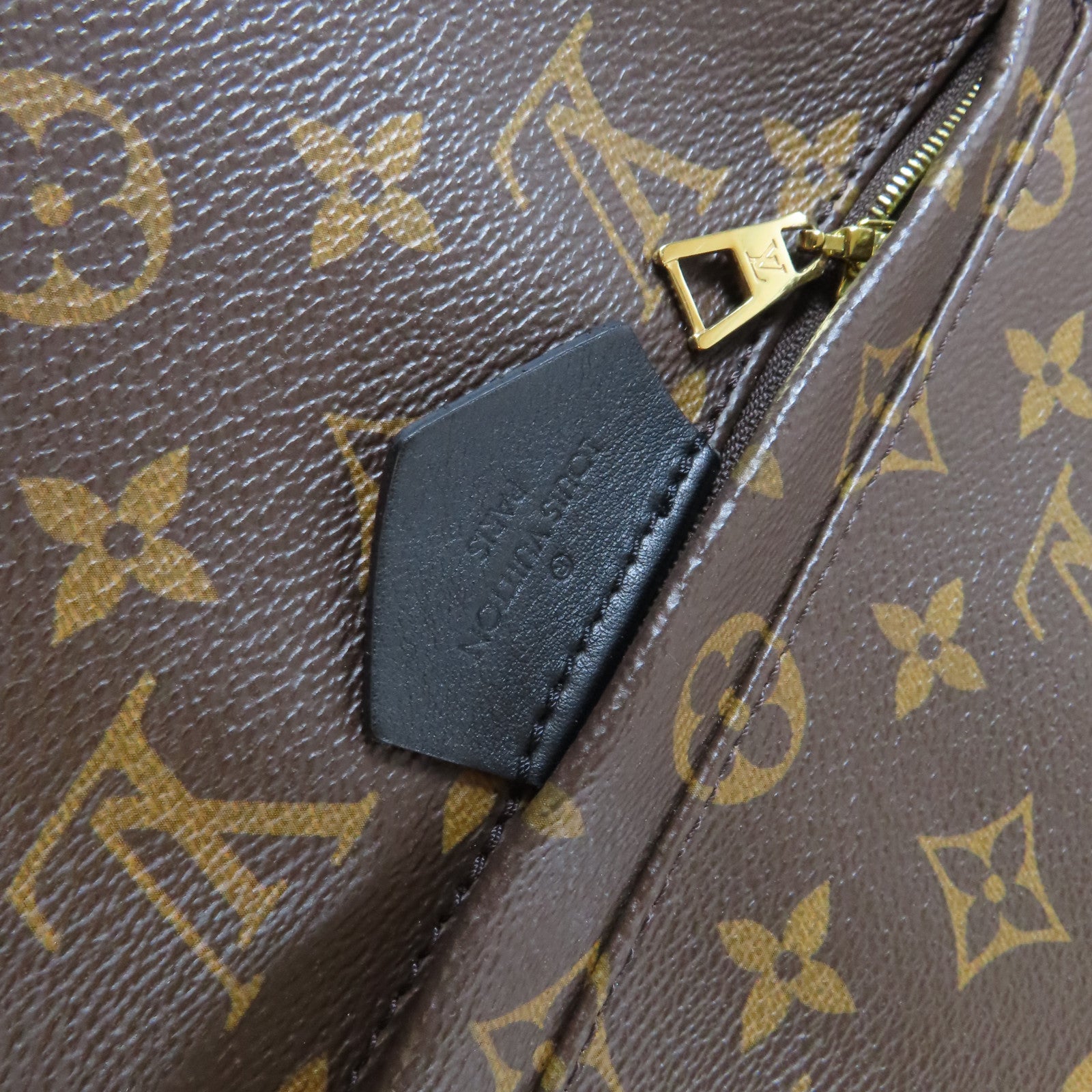 LOUIS VUITTON Monogram Macassar Palm Springs MM金扣背包啡色/黑色