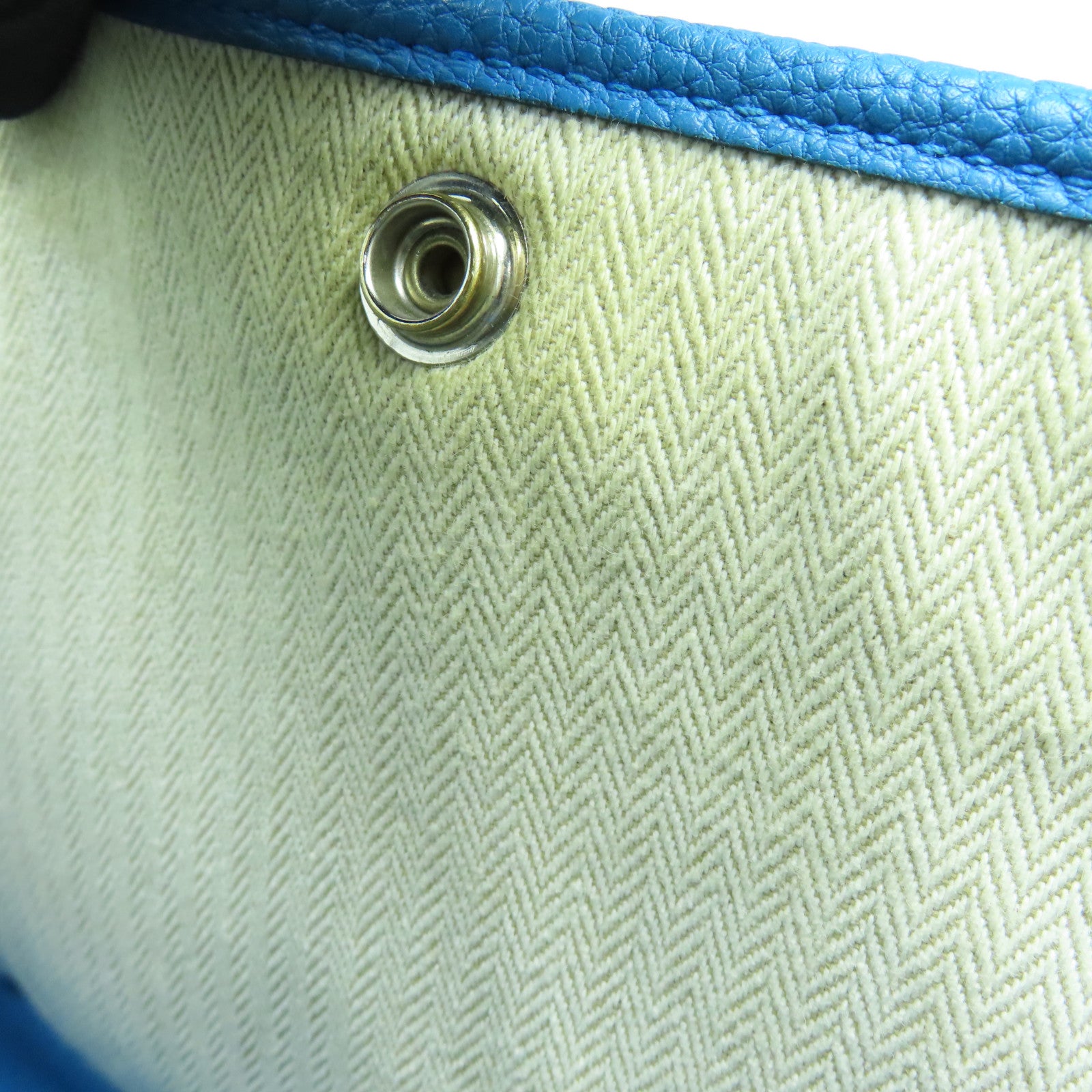 HERMES Clemence皮革Garden Party TPM Tote Bag银扣手挽袋蓝色