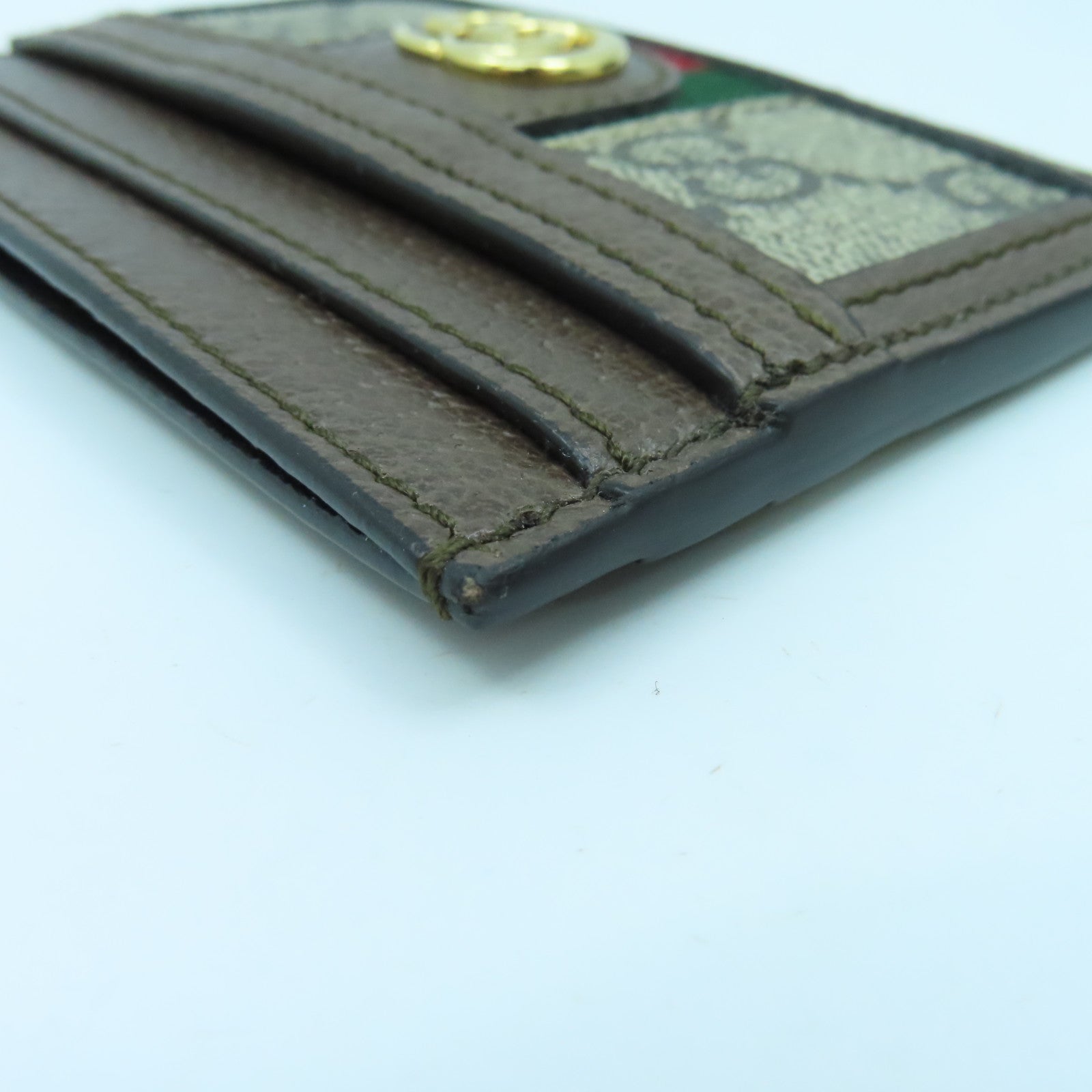 GUCCI 塗層帆布/牛皮皮革Ophidia Card Case卡片套啡色