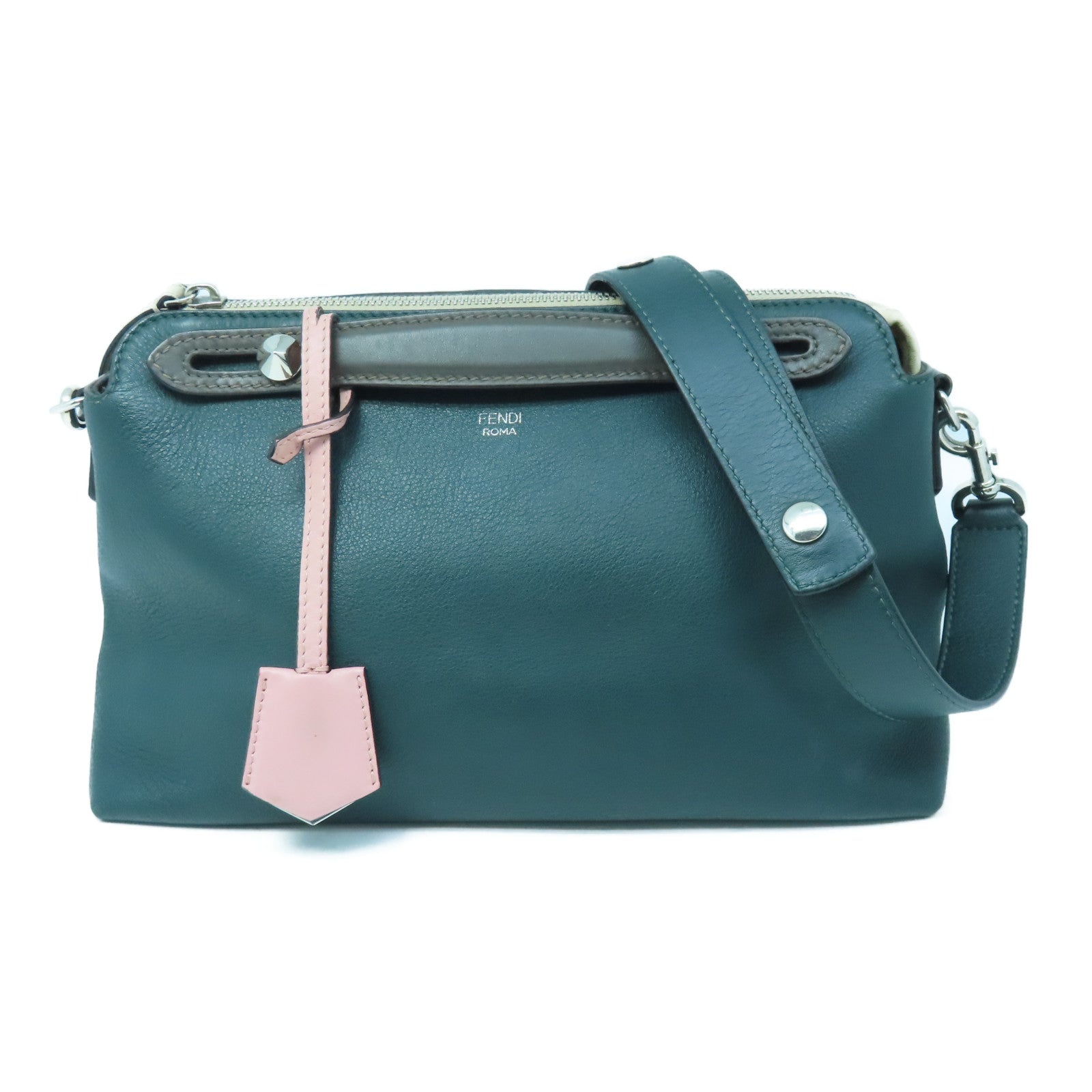 FENDI 牛皮皮革Shoulder Bag银扣肩背袋绿色