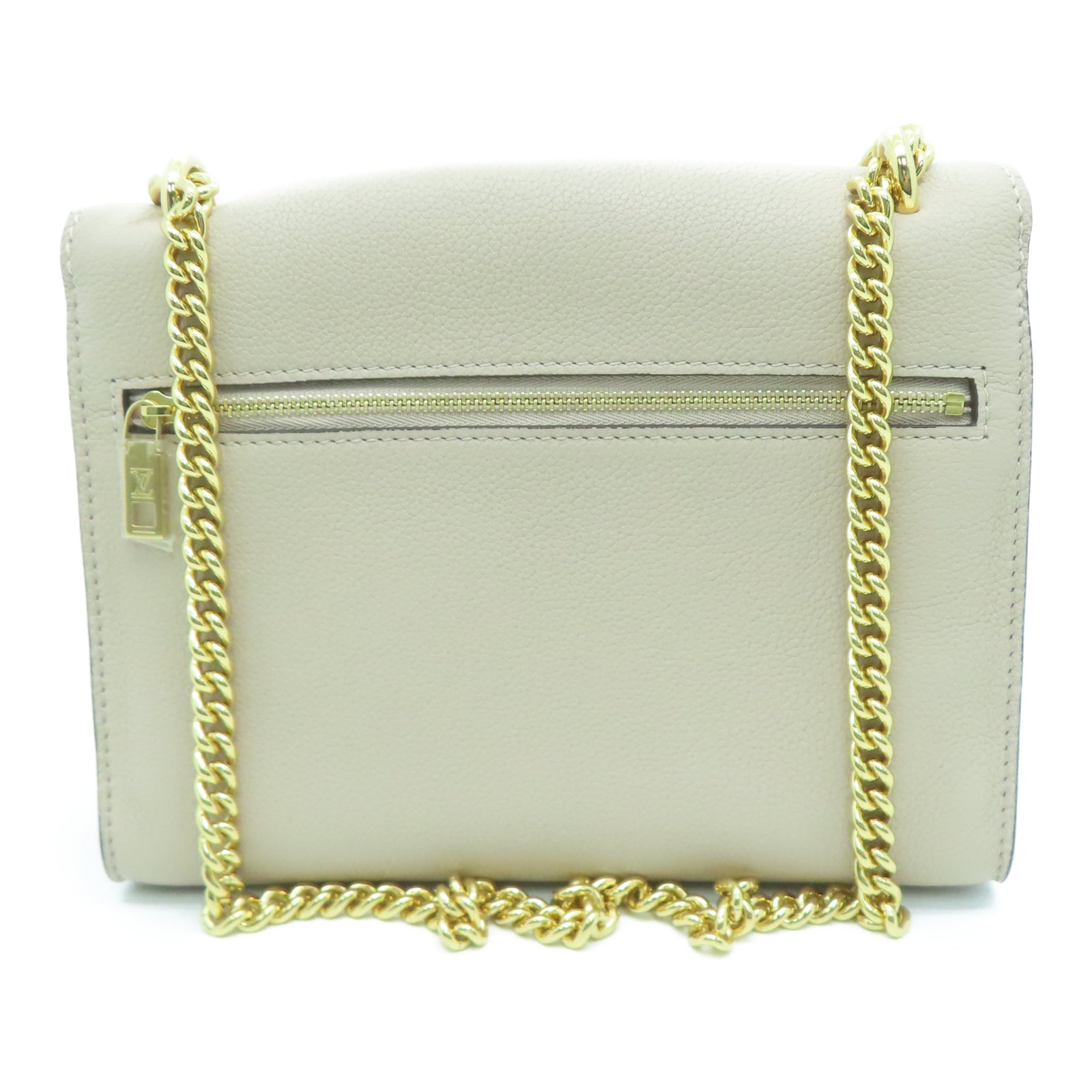 LOUIS VUITTON 牛皮皮革Mylockme金扣链带肩背袋米色