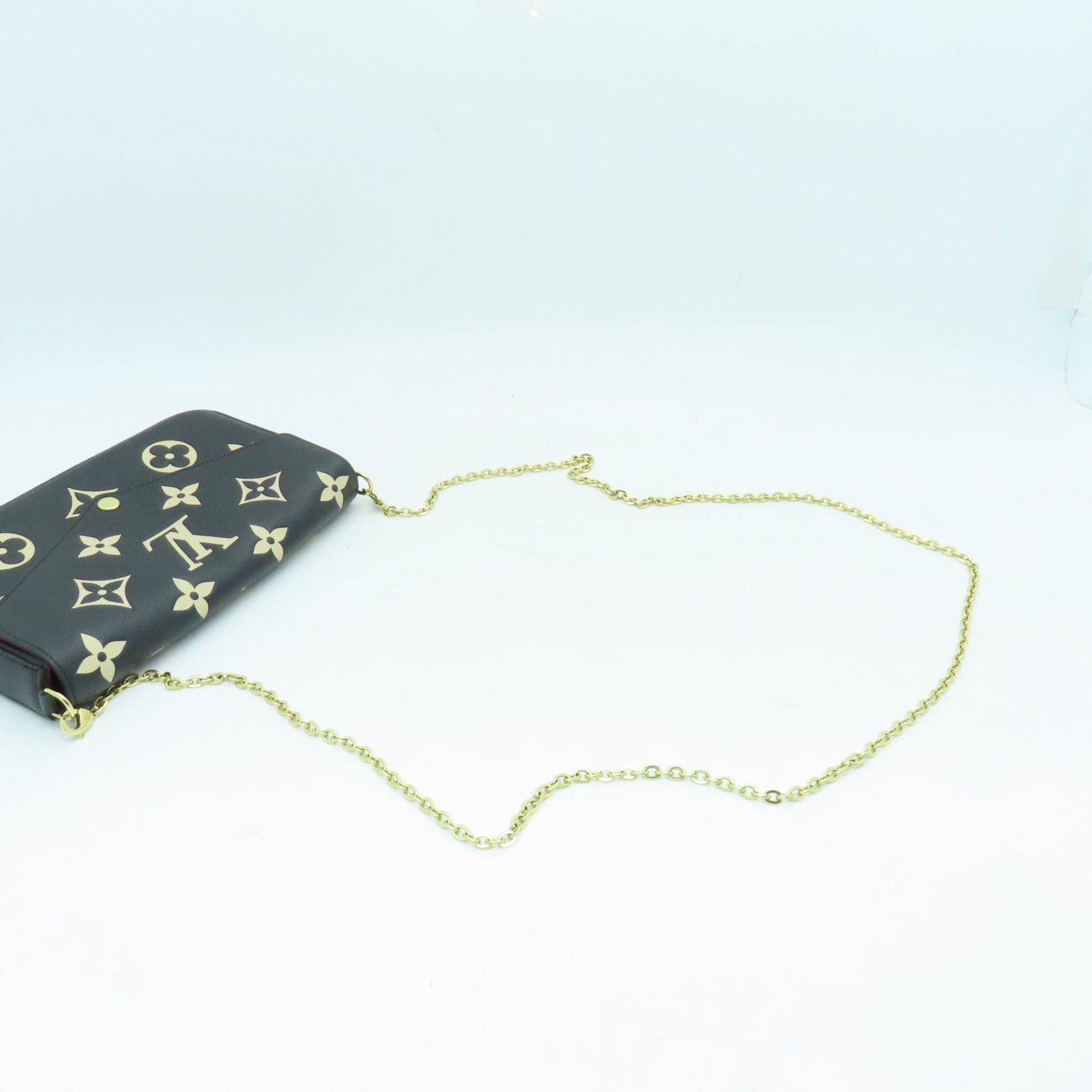 LOUIS VUITTON Monogram Empreinte Felicie Pochette金扣鏈帶肩背袋黑色