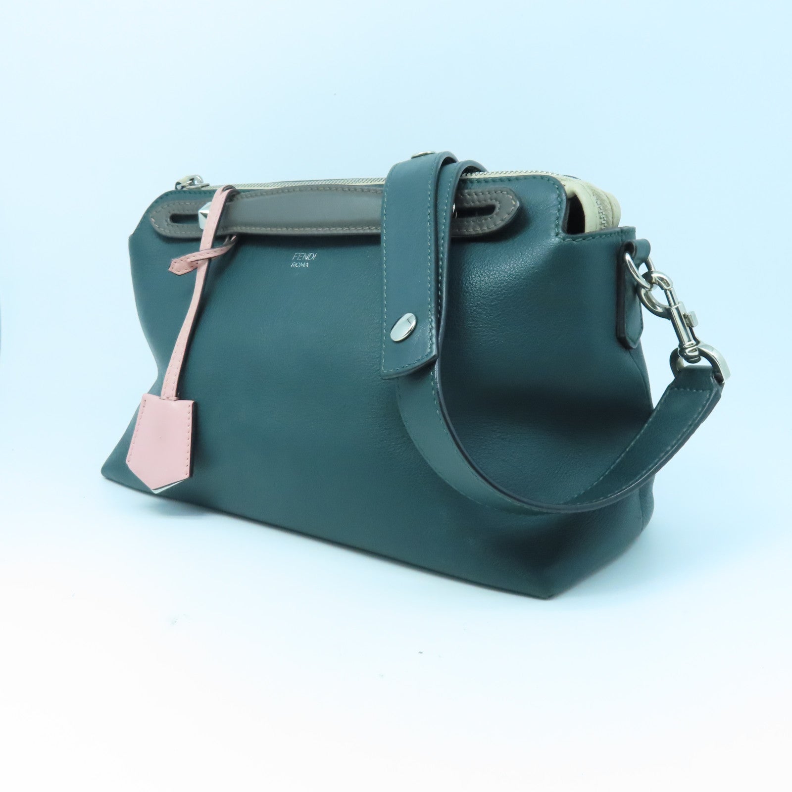 FENDI 牛皮皮革Shoulder Bag银扣肩背袋绿色