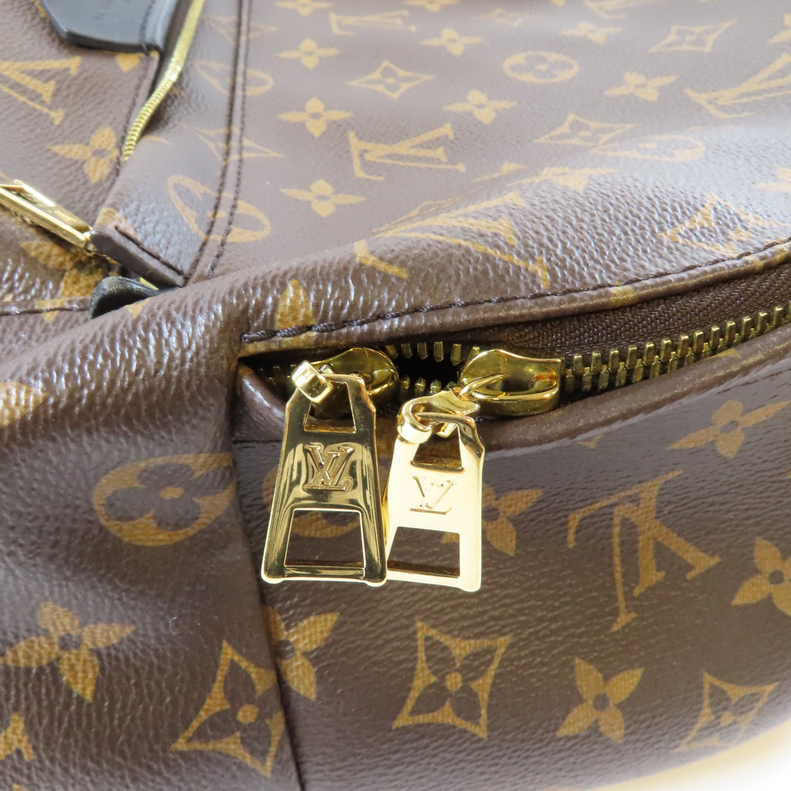LOUIS VUITTON Monogram Macassar Palm Springs MM金扣背包啡色/黑色