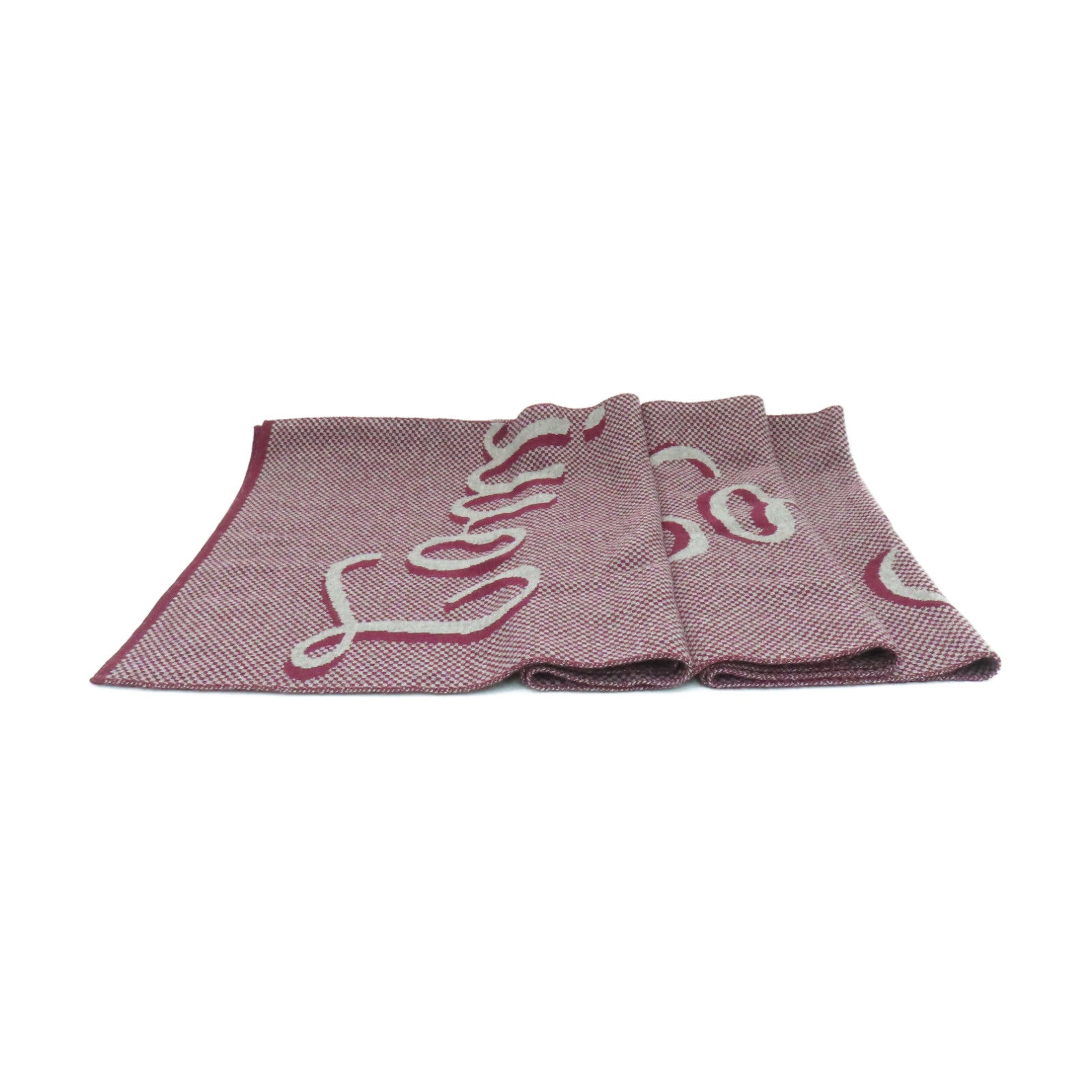 LOUIS VUITTON 羊毛Handwriting Burgundy Scarf絲巾紅色