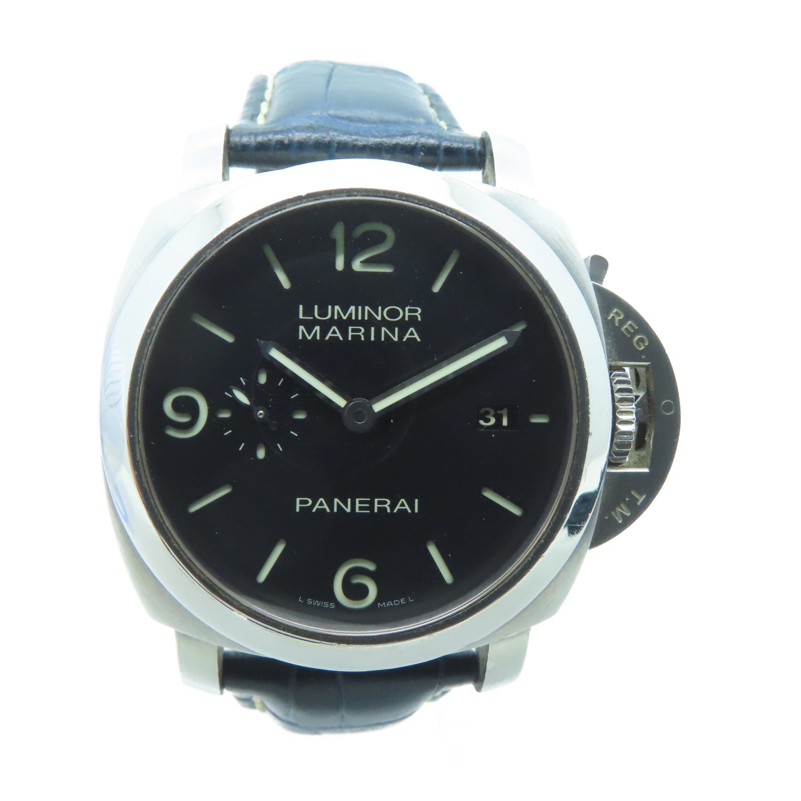 PANERAI Luminor Marina 44mm Stainless Steel/Alligator Leather Watch Automatic Movement Black