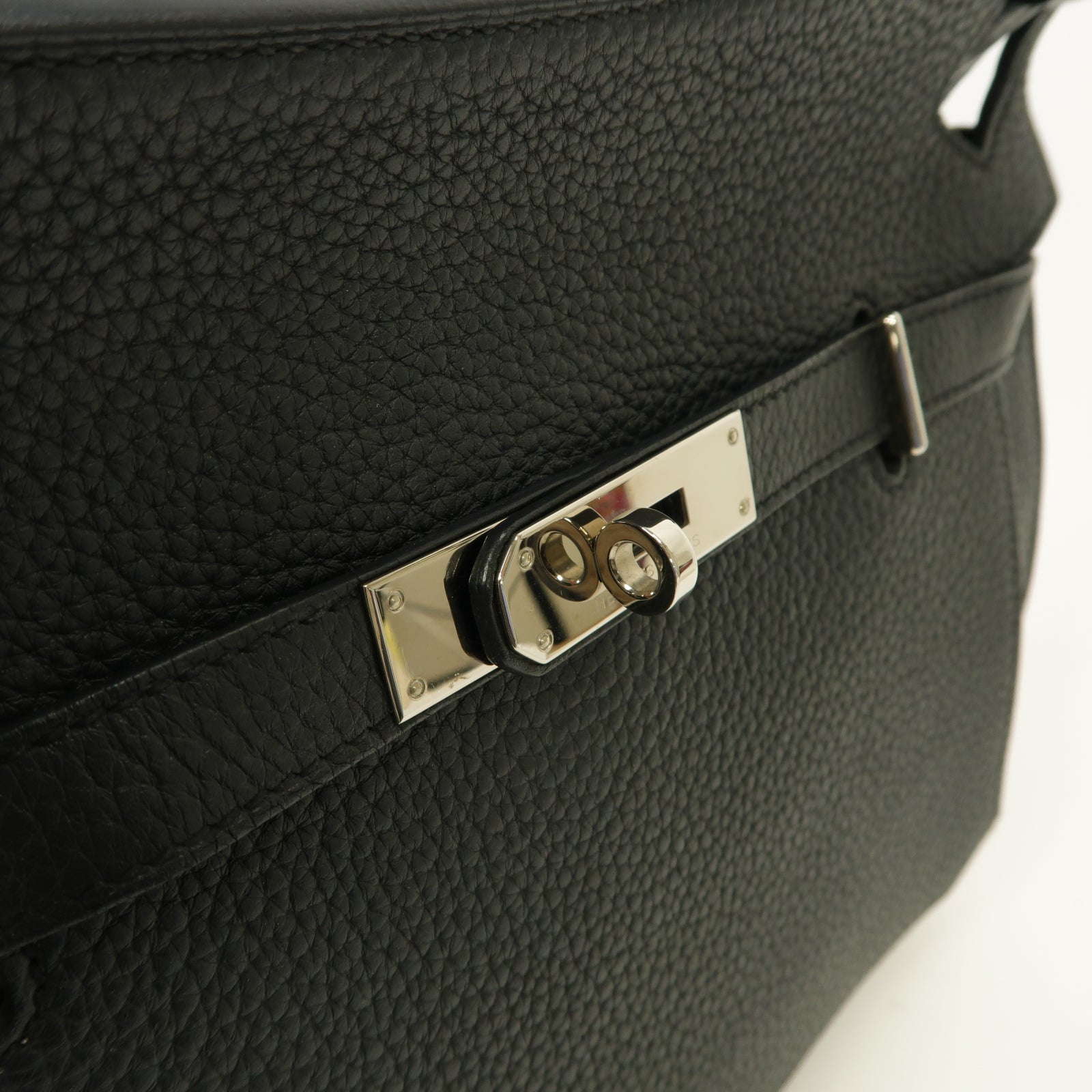 HERMES Clemence皮革Jypsiere 28銀扣肩背袋黑色
