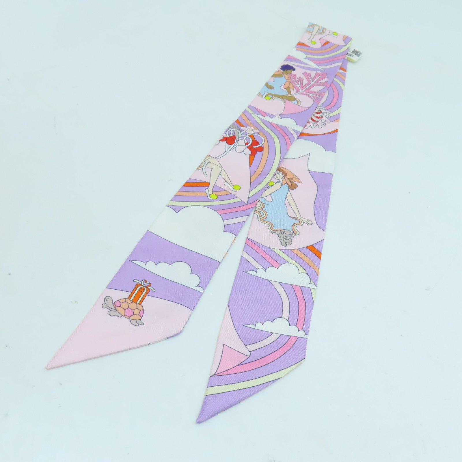 HERMES 絲質Twilly絲巾彩色