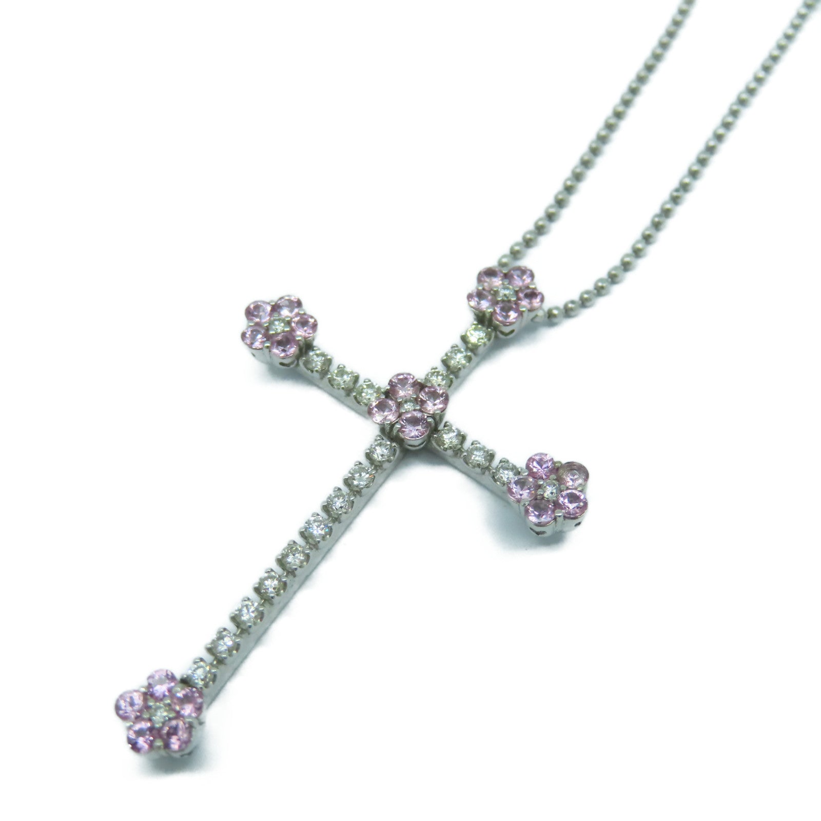 JEWELRY 【激減優惠】18K白金Diamond Necklace 0.80ct粉紅色鑽石/0.40ct鑽石項鍊