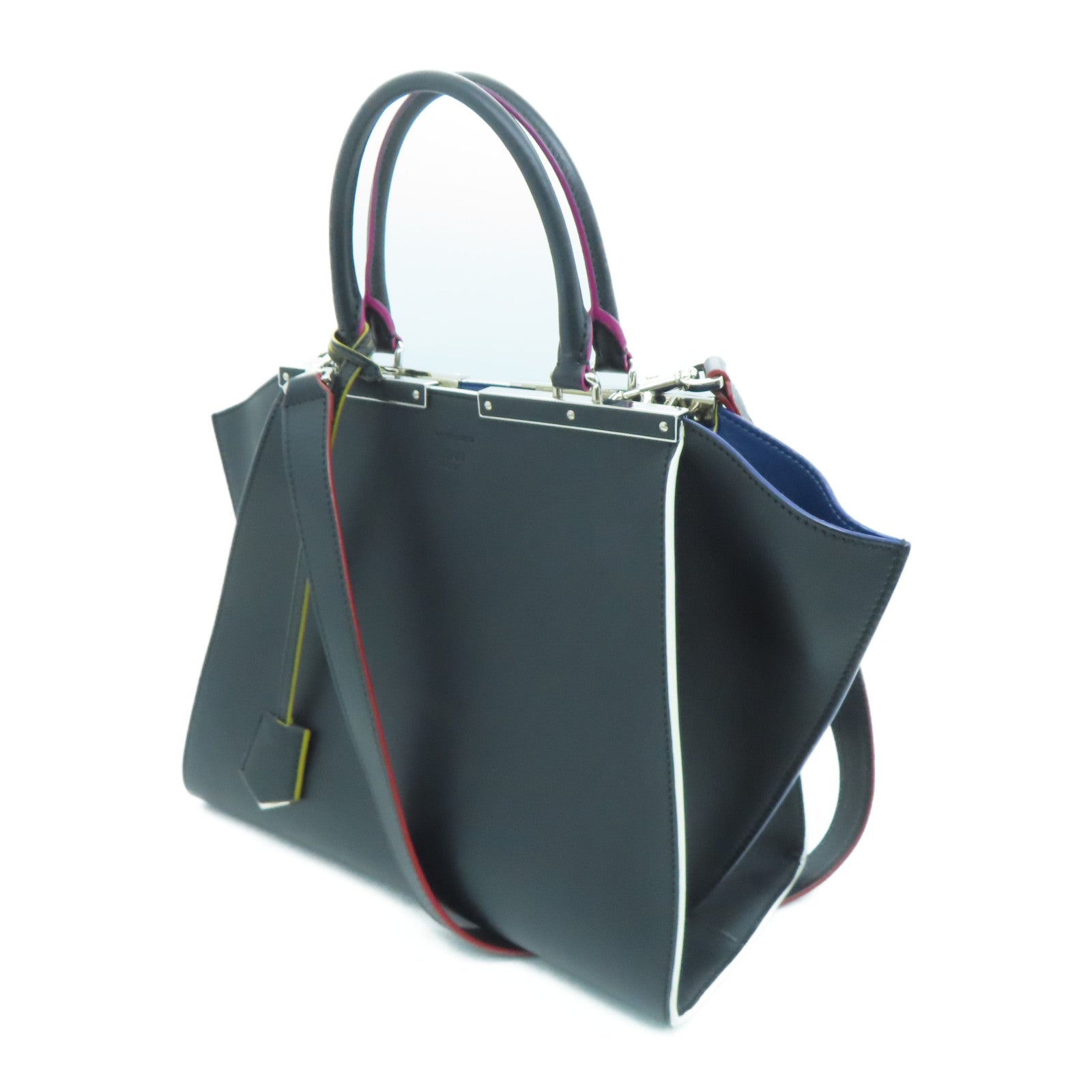 FENDI 牛皮皮革3 Jours銀扣手挽肩背兩用袋黑色