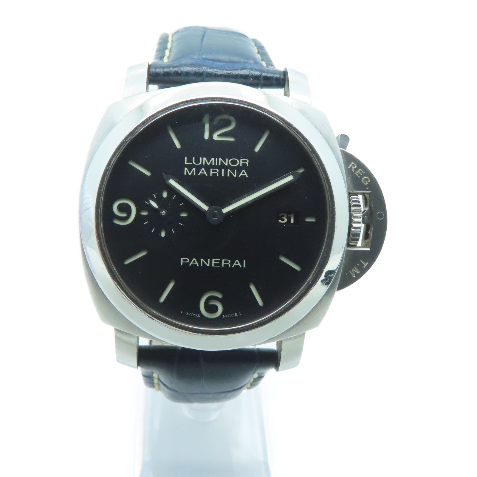 PANERAI Luminor Marina 44mm Stainless Steel/Alligator Leather Watch Automatic Movement Black
