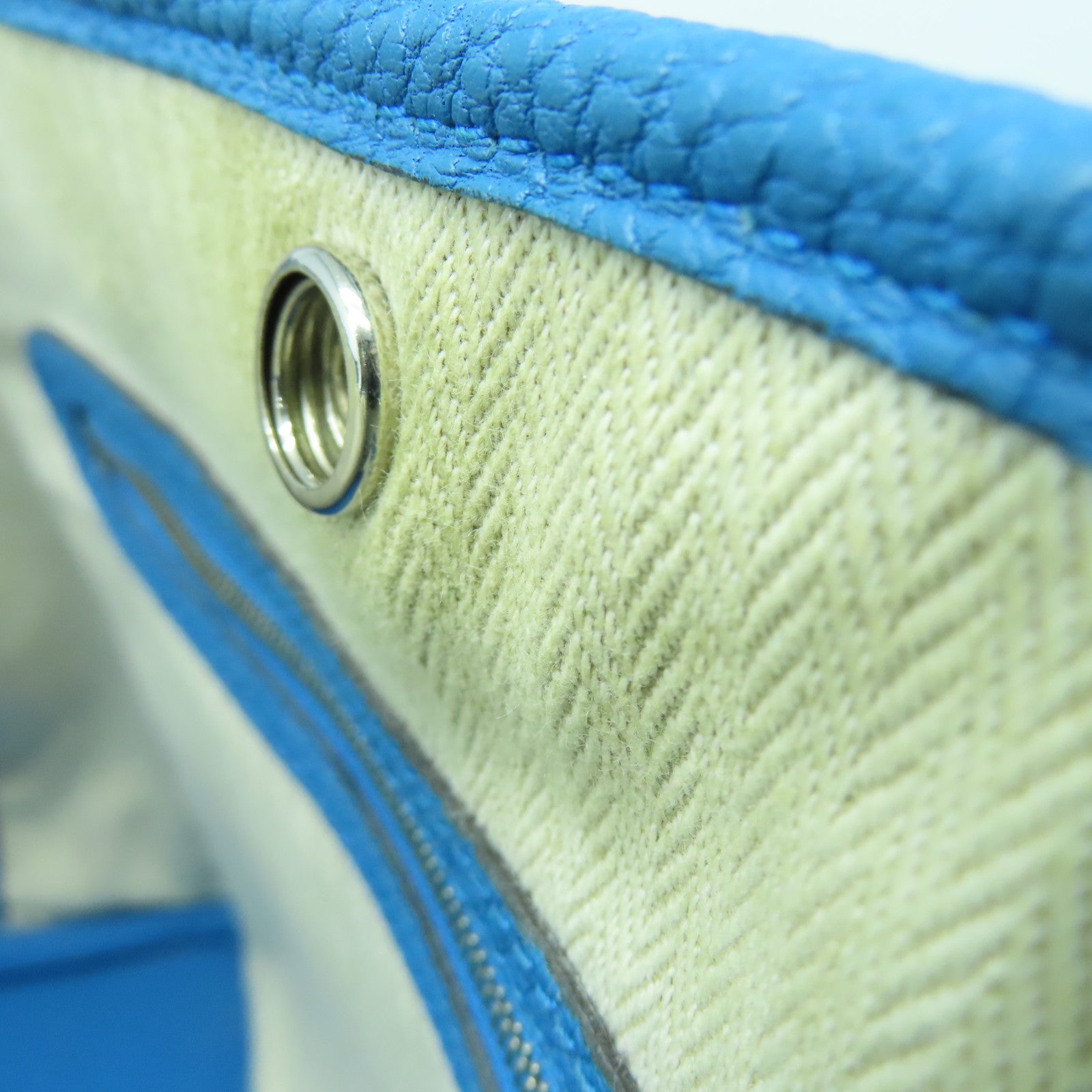 HERMES Clemence皮革Garden Party TPM Tote Bag银扣手挽袋蓝色