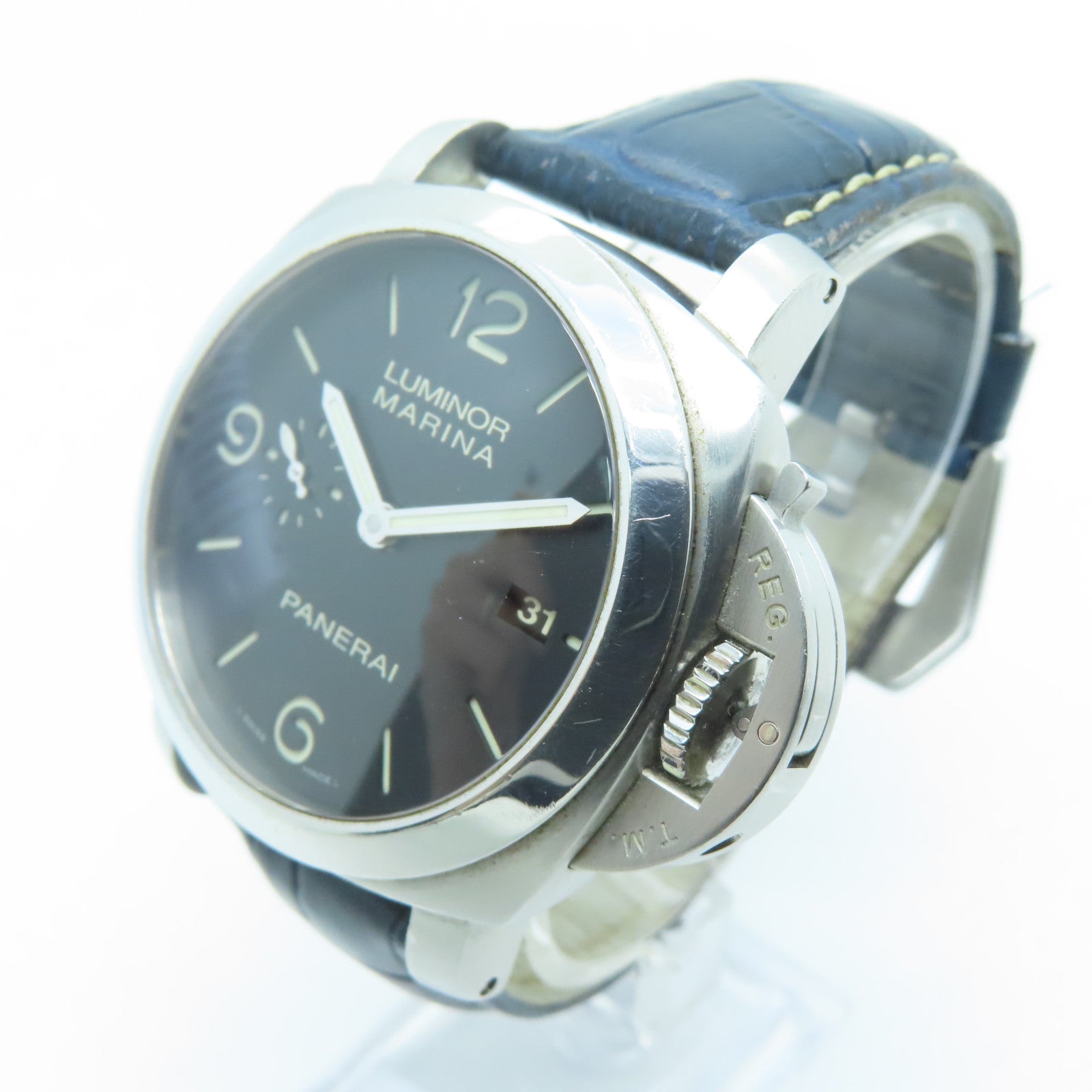 PANERAI Luminor Marina 44mm Stainless Steel/Alligator Leather Watch Automatic Movement Black