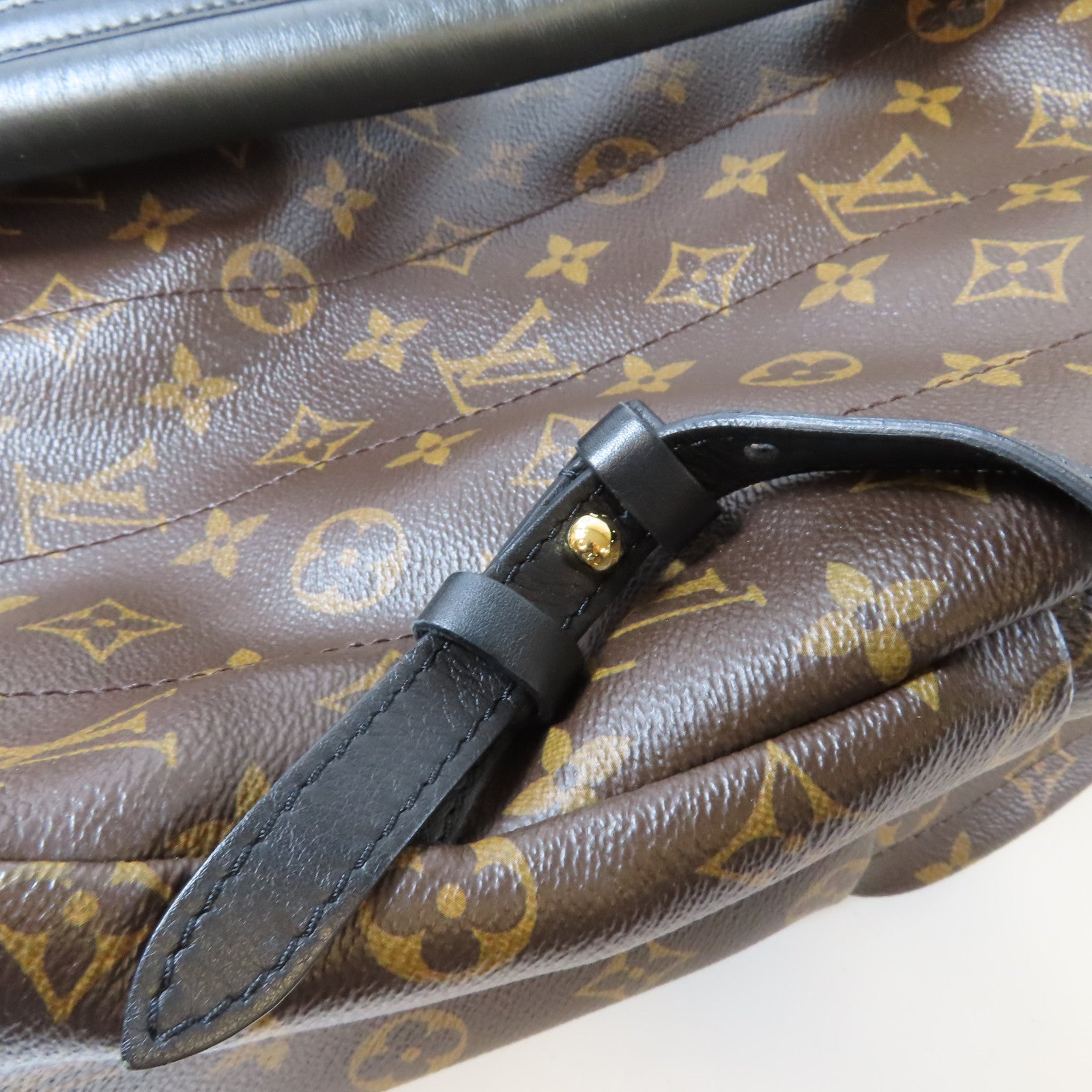 LOUIS VUITTON Monogram Macassar Palm Springs MM金扣背包啡色/黑色
