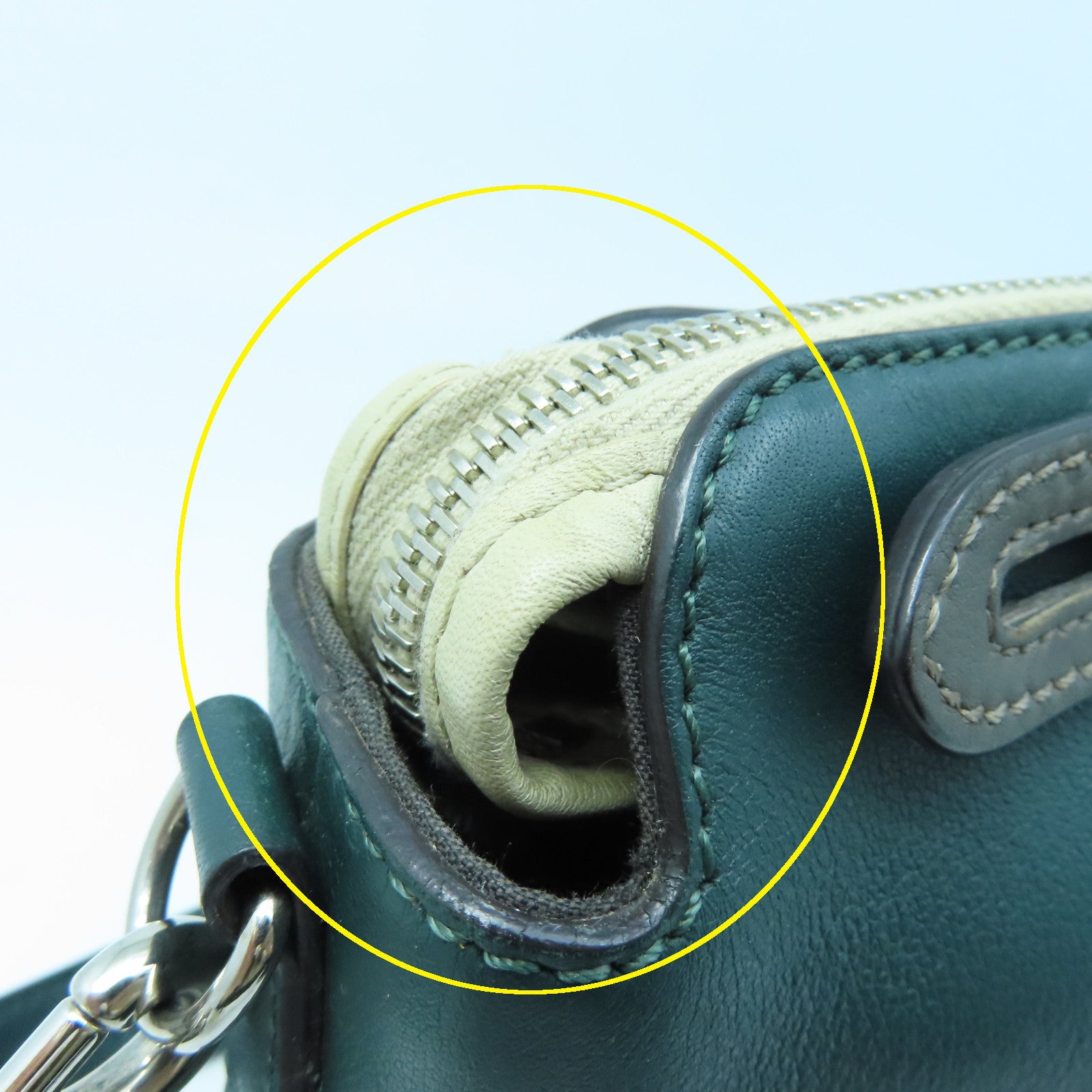 FENDI 牛皮皮革Shoulder Bag银扣肩背袋绿色