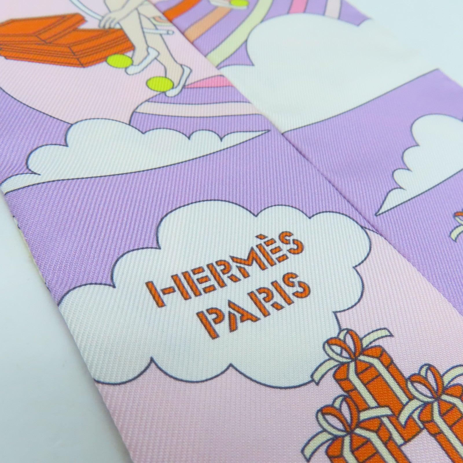 HERMES 絲質Twilly絲巾彩色