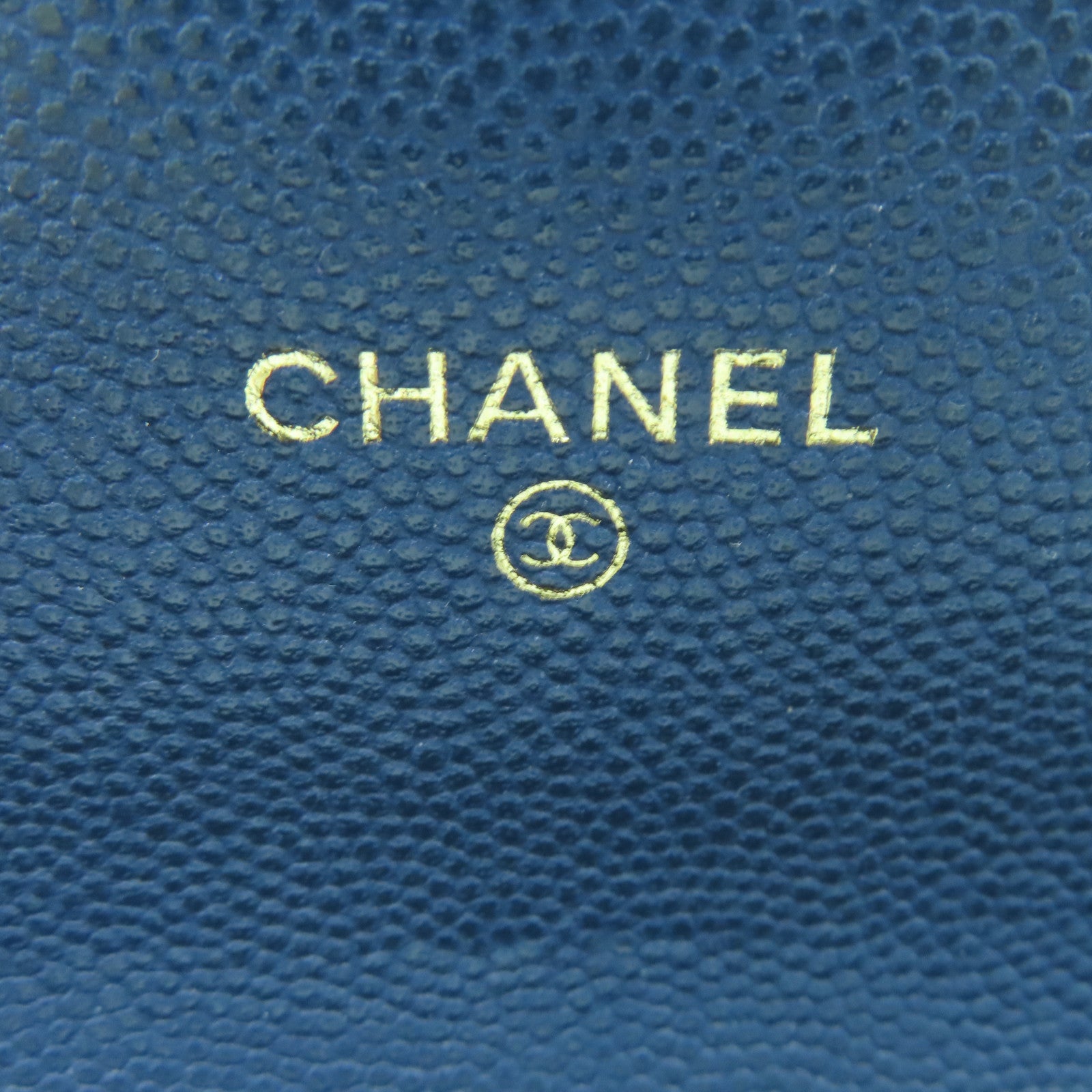 CHANEL 菱格Caviar皮革Classic Long Wallet金扣長錢包藍色