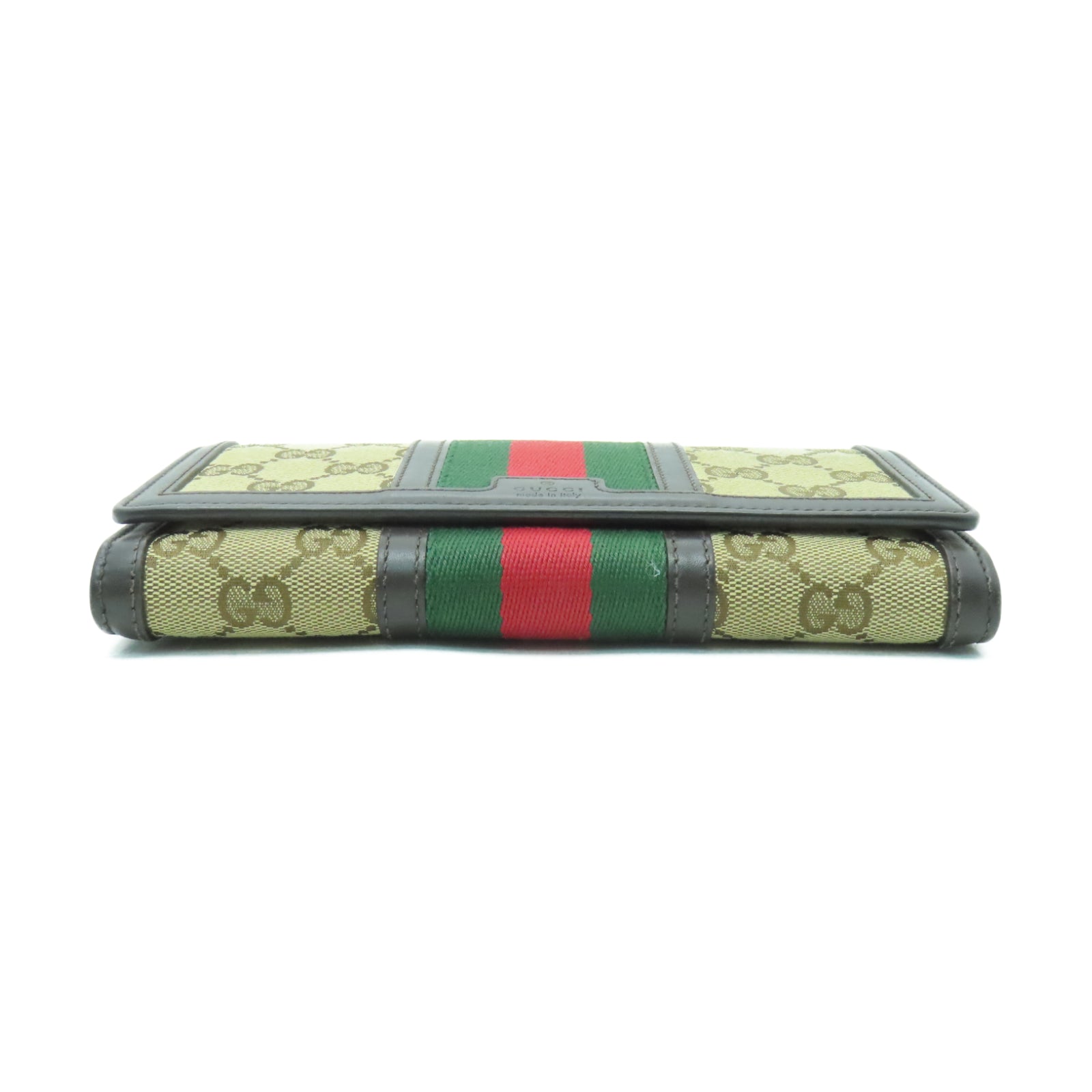 GUCCI 帆布/皮革Long Wallet金扣長錢包啡色