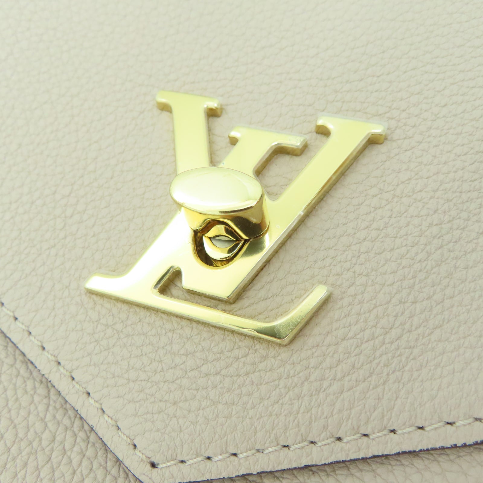 LOUIS VUITTON 牛皮皮革Mylockme金扣链带肩背袋米色