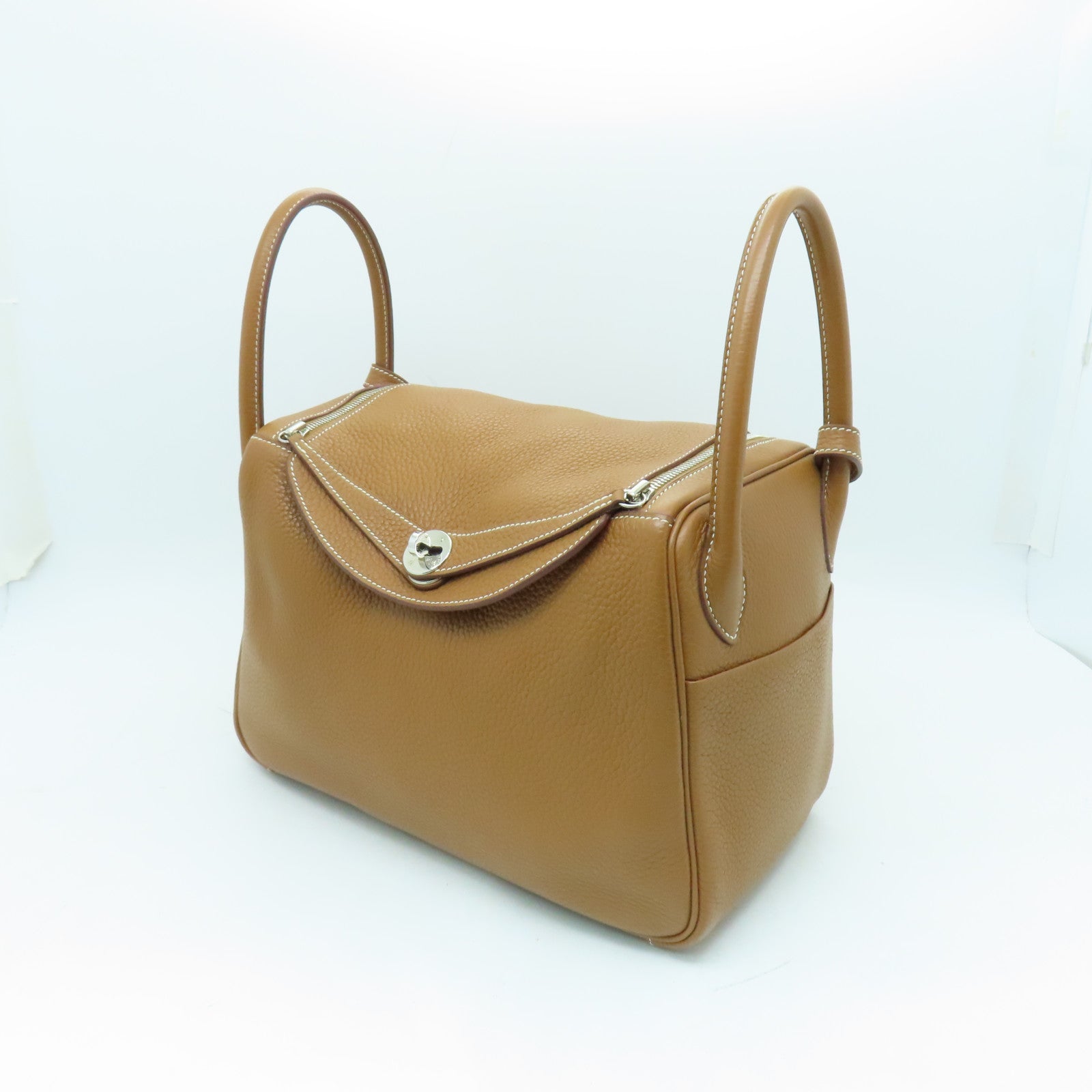 HERMES Clemence皮革Lindy 30银扣手挽肩背两用袋啡色