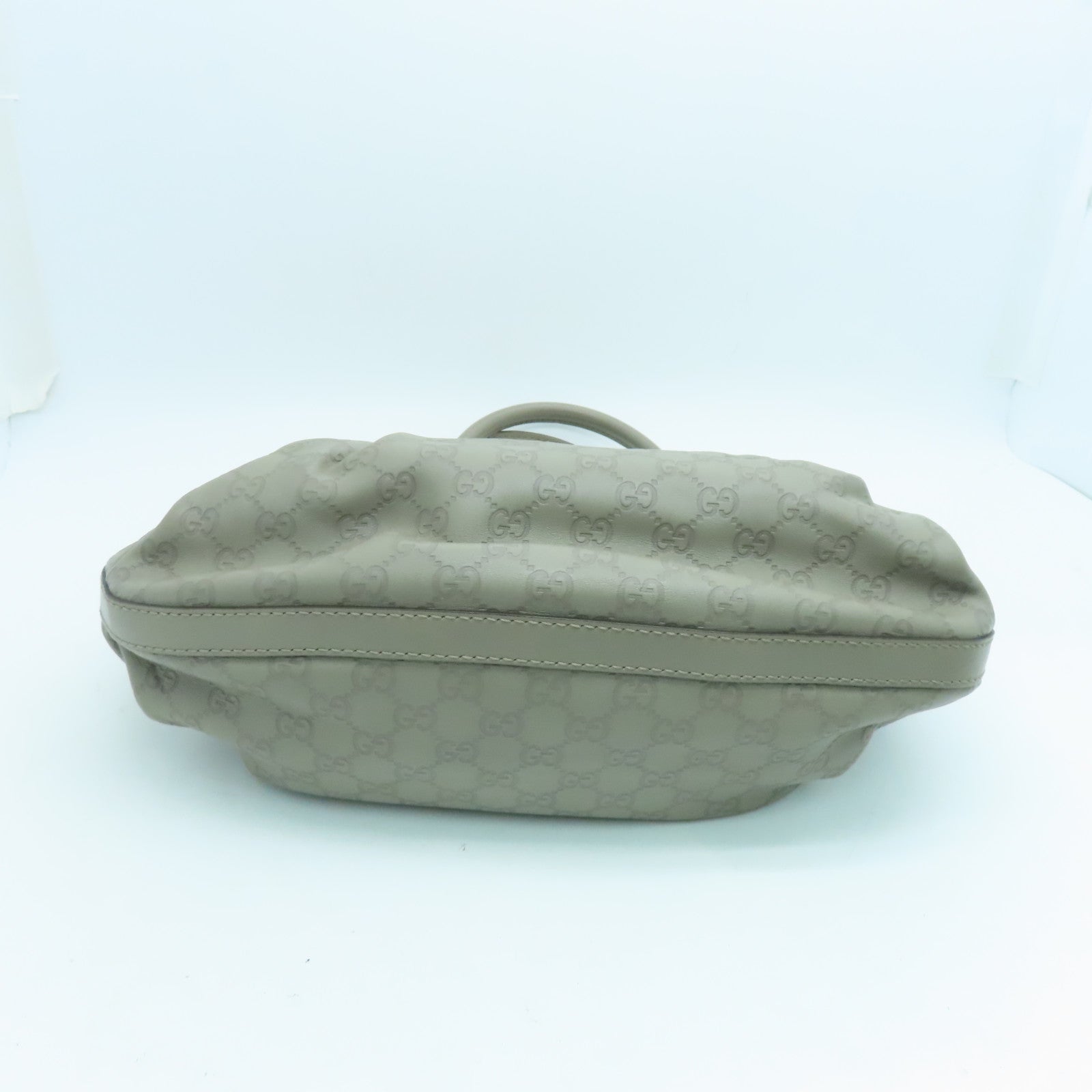 GUCCI 牛皮皮革Handbag金扣手挽袋灰色