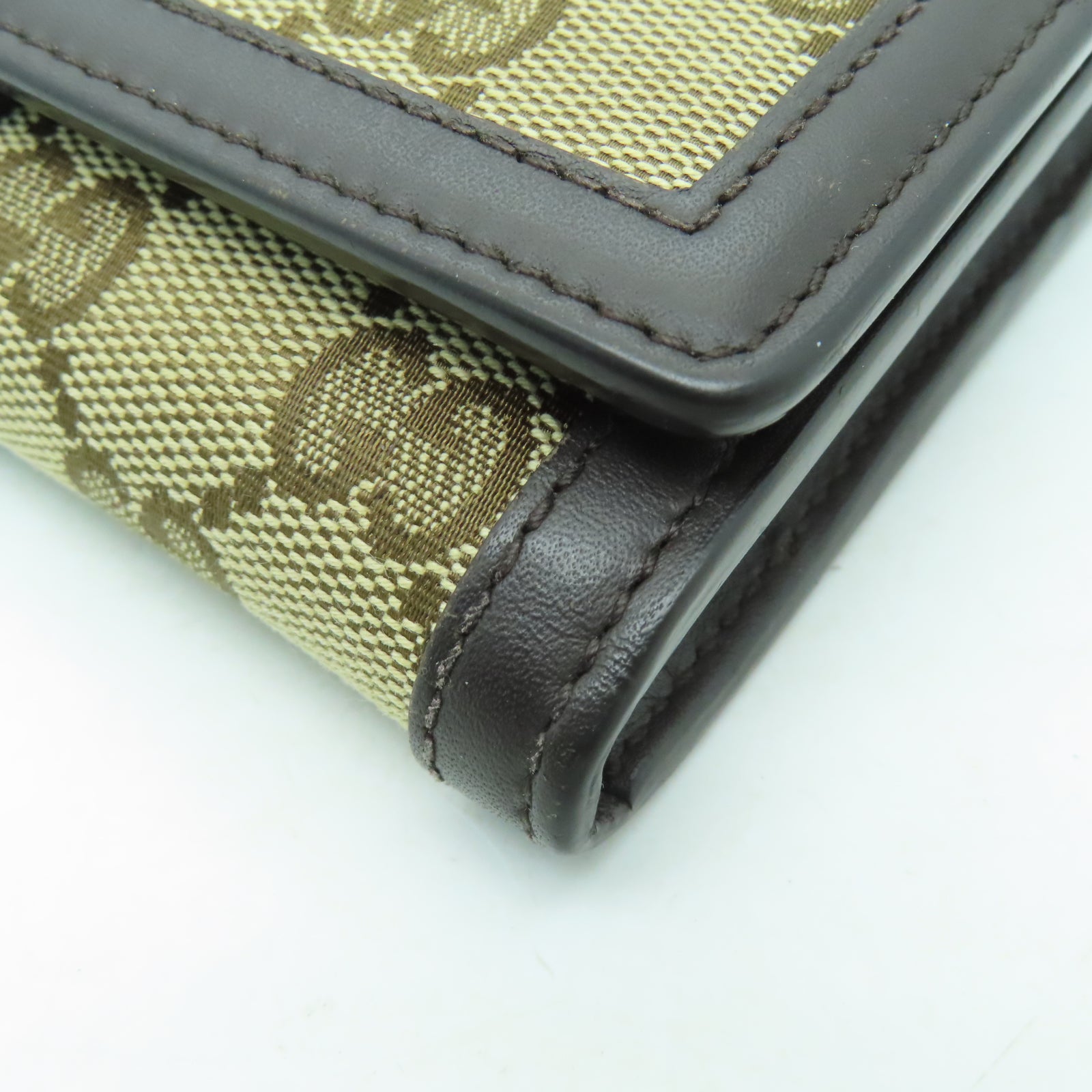 GUCCI 帆布/皮革Long Wallet金扣長錢包啡色