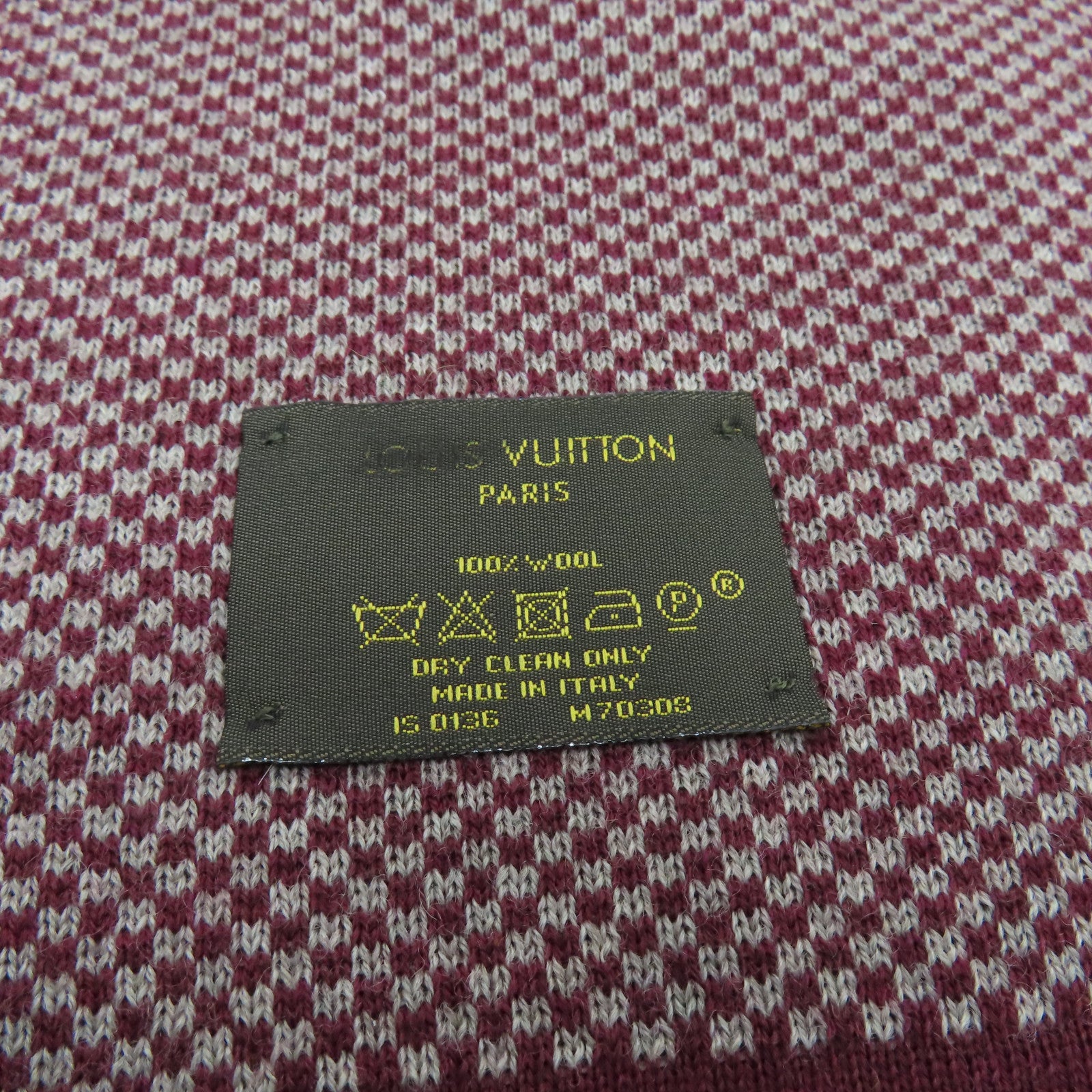 LOUIS VUITTON 羊毛Handwriting Burgundy Scarf絲巾紅色