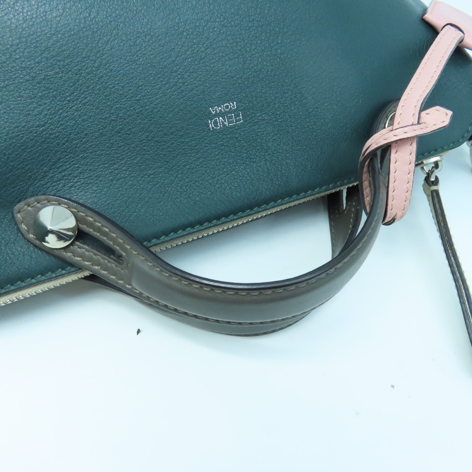 FENDI 牛皮皮革Shoulder Bag银扣肩背袋绿色