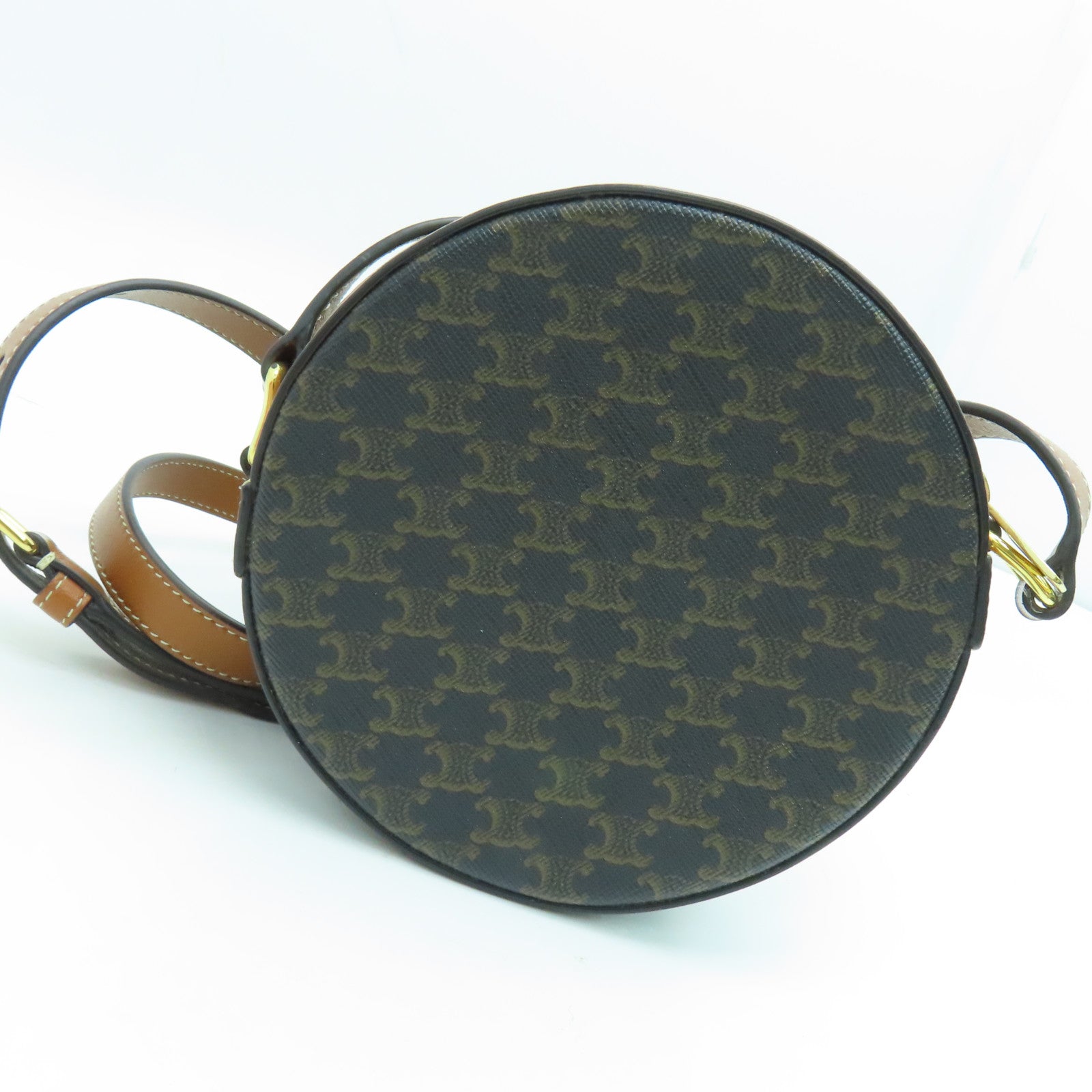 CELINE 塗層帆布Shoulder Bag金扣肩背袋啡色