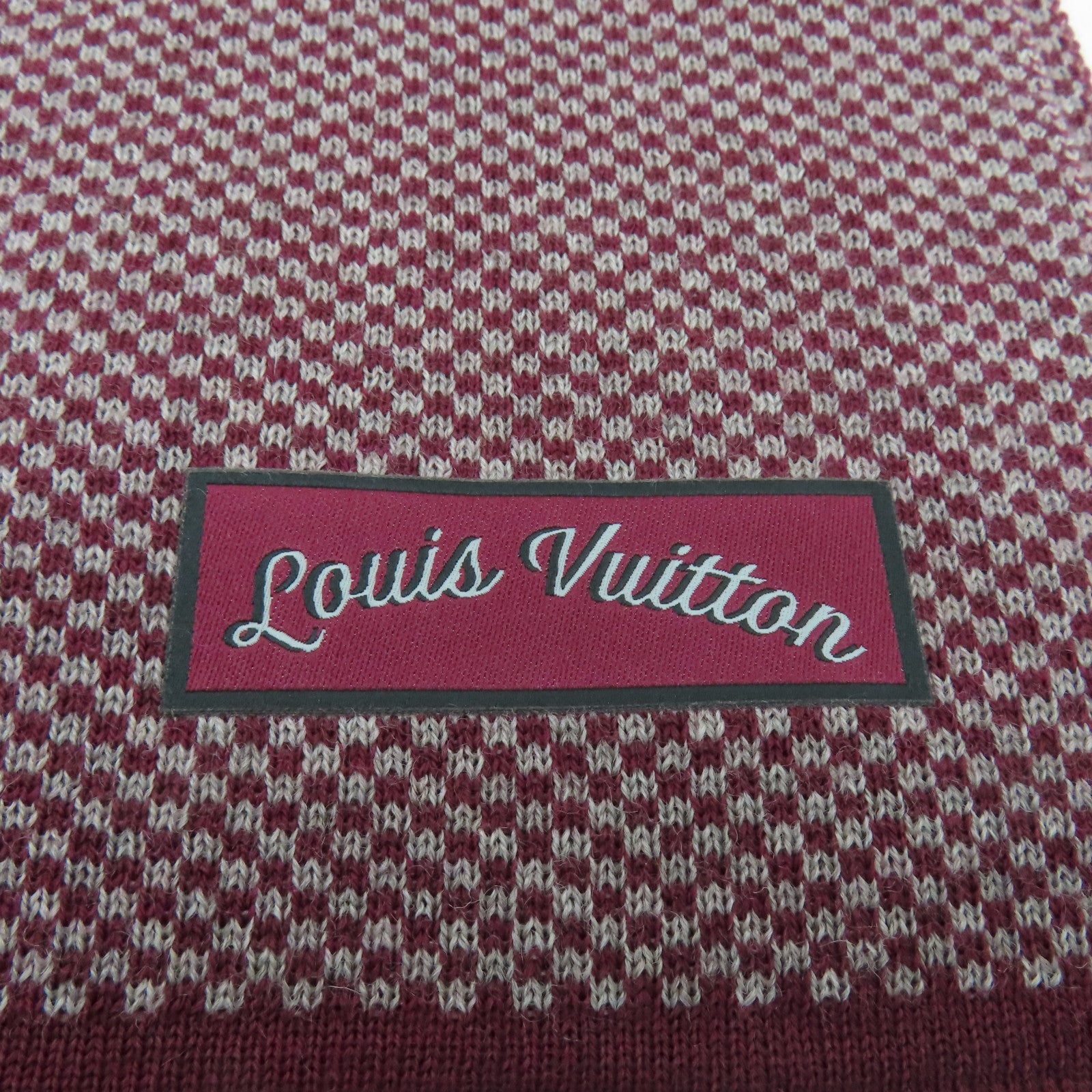LOUIS VUITTON 羊毛Handwriting Burgundy Scarf絲巾紅色