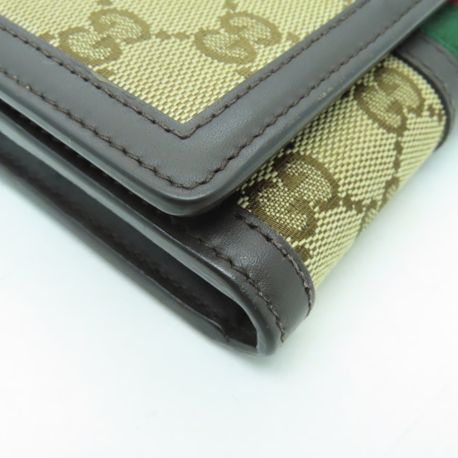 GUCCI 帆布/皮革Long Wallet金扣長錢包啡色