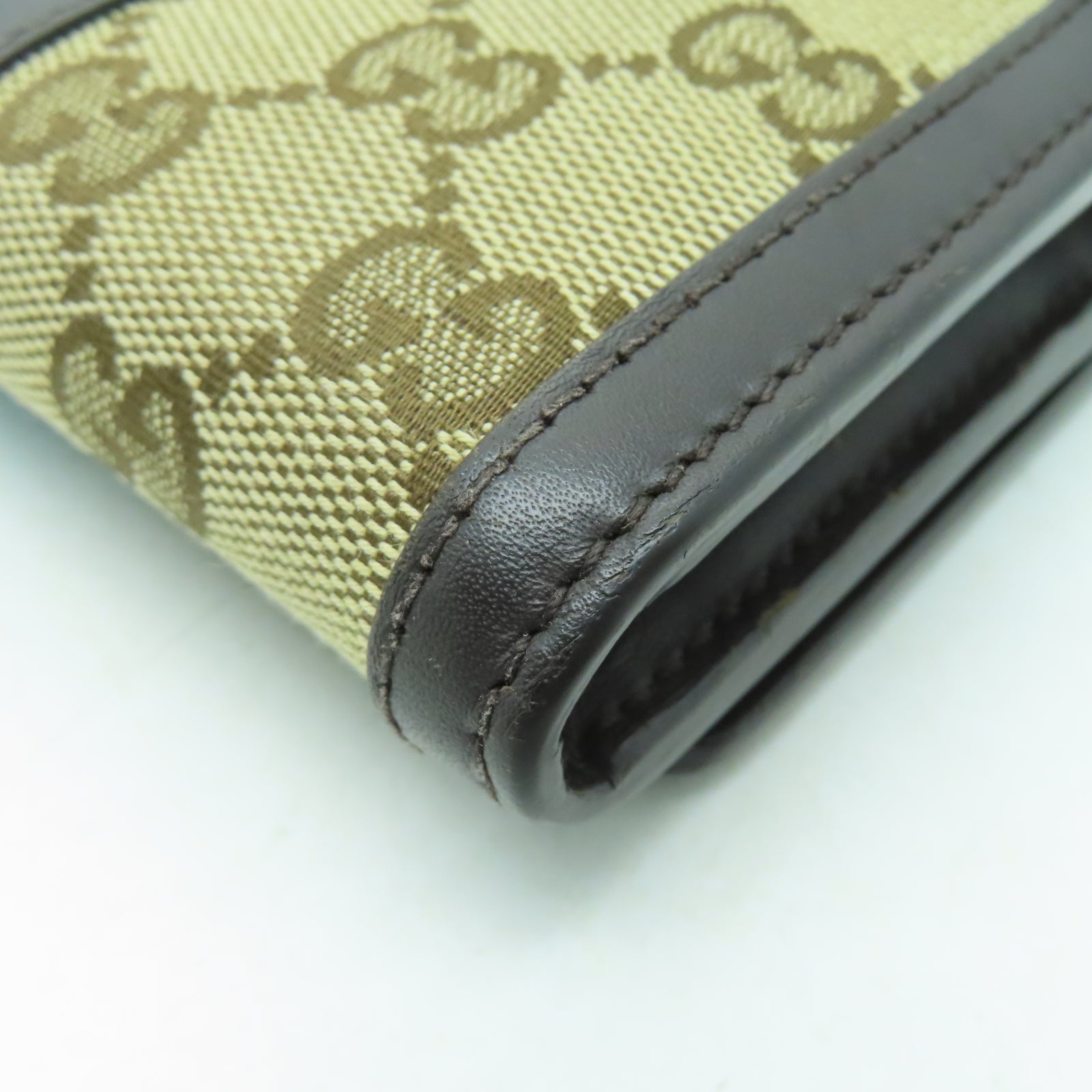 GUCCI 帆布/皮革Long Wallet金扣長錢包啡色