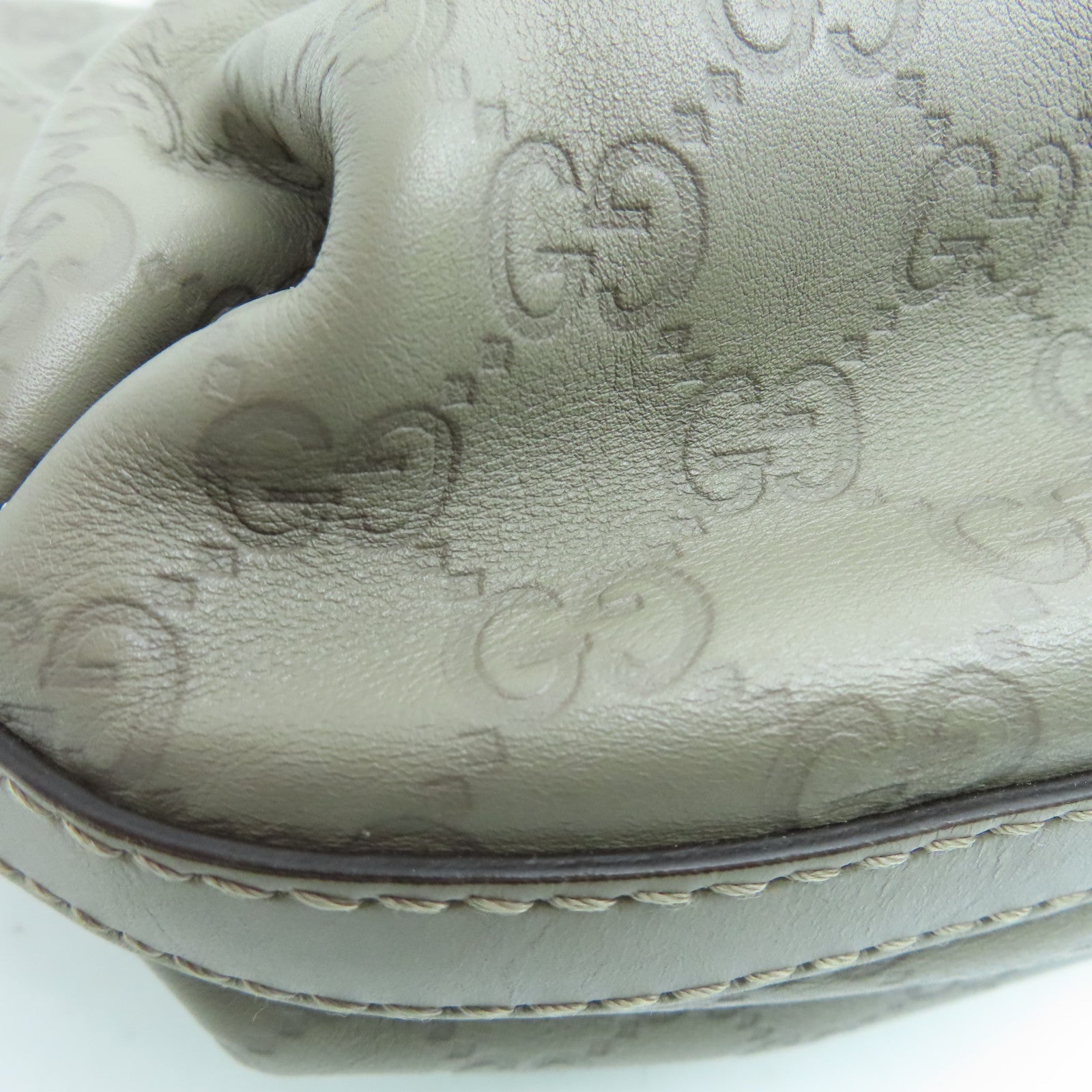 GUCCI 牛皮皮革Handbag金扣手挽袋灰色