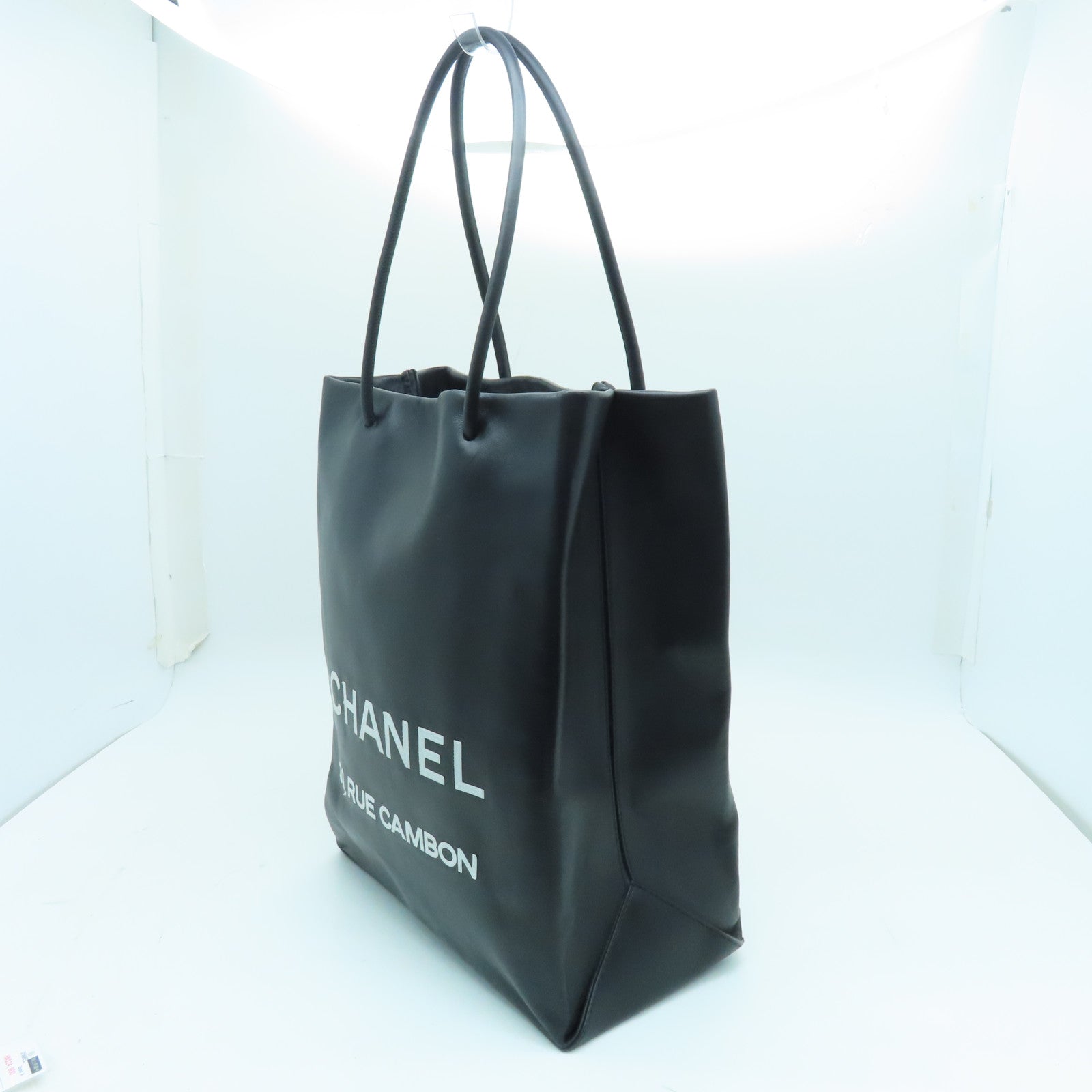 CHANEL 牛皮皮革Tote Bag銀扣手挽袋黑色