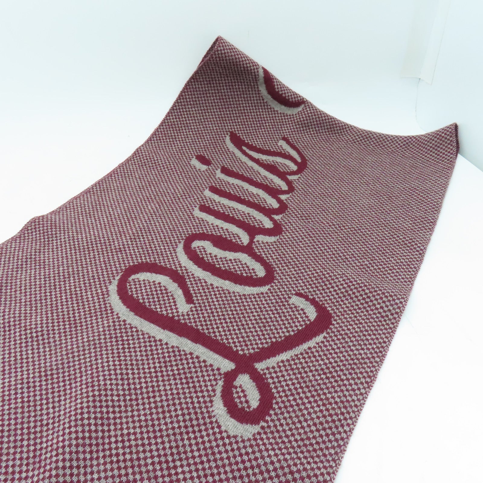 LOUIS VUITTON 羊毛Handwriting Burgundy Scarf絲巾紅色