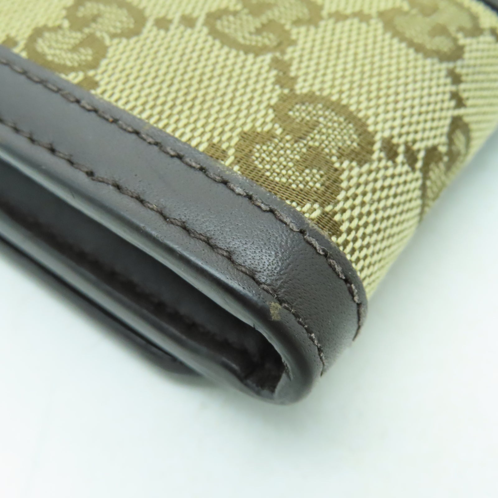 GUCCI 帆布/皮革Long Wallet金扣長錢包啡色