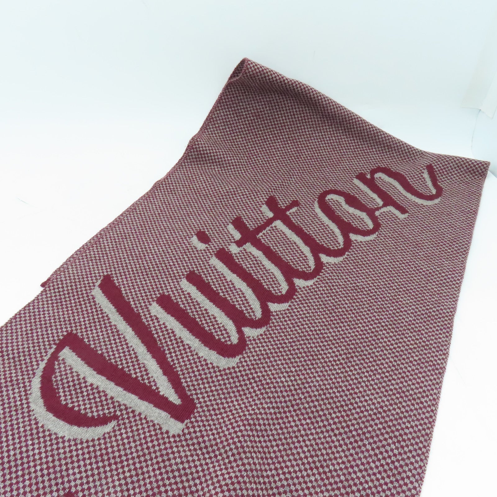 LOUIS VUITTON 羊毛Handwriting Burgundy Scarf絲巾紅色