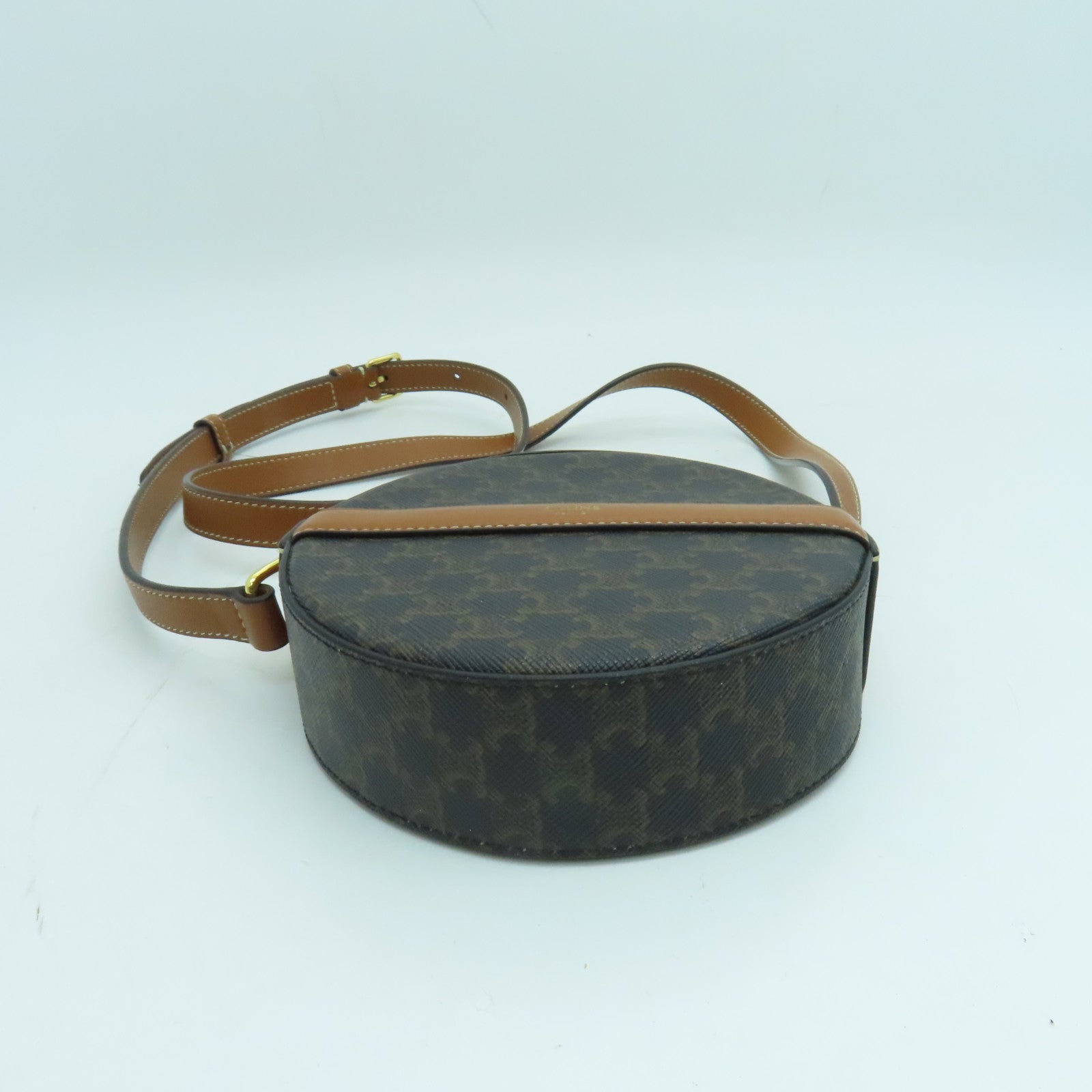 CELINE 塗層帆布Shoulder Bag金扣肩背袋啡色