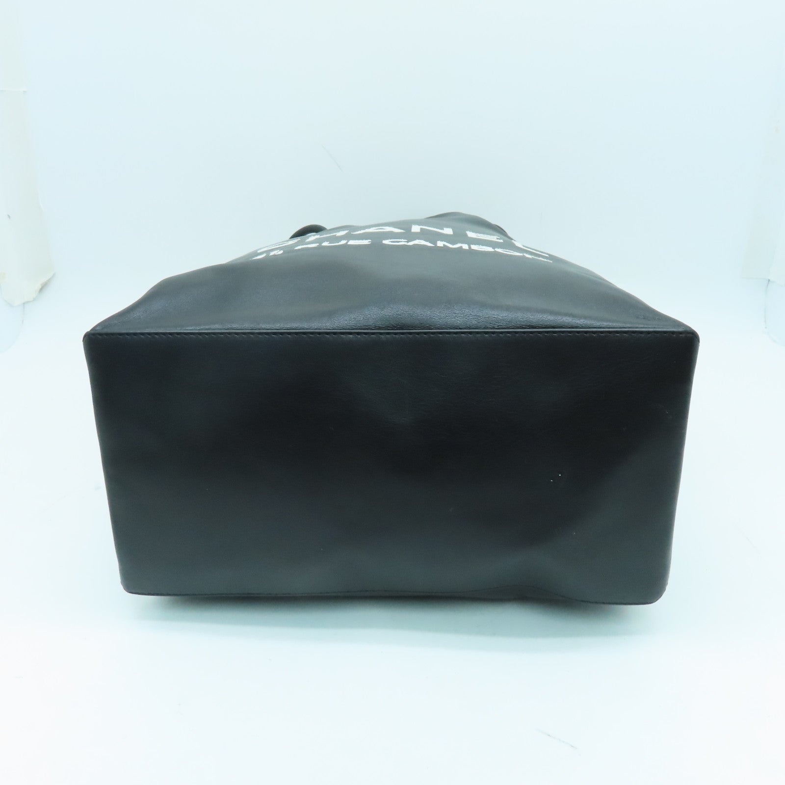 CHANEL 牛皮皮革Tote Bag銀扣手挽袋黑色