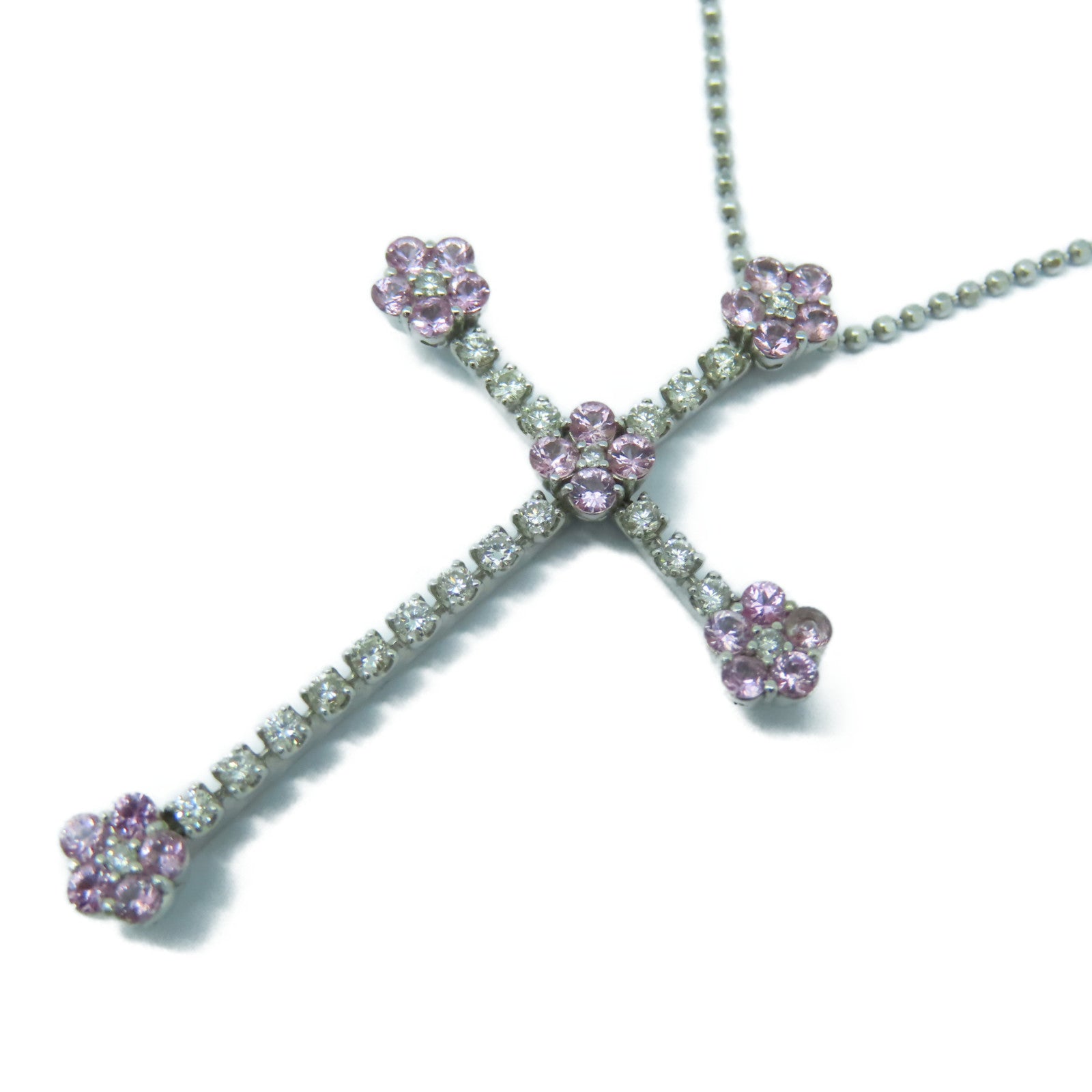 JEWELRY 【激減優惠】18K白金Diamond Necklace 0.80ct粉紅色鑽石/0.40ct鑽石項鍊