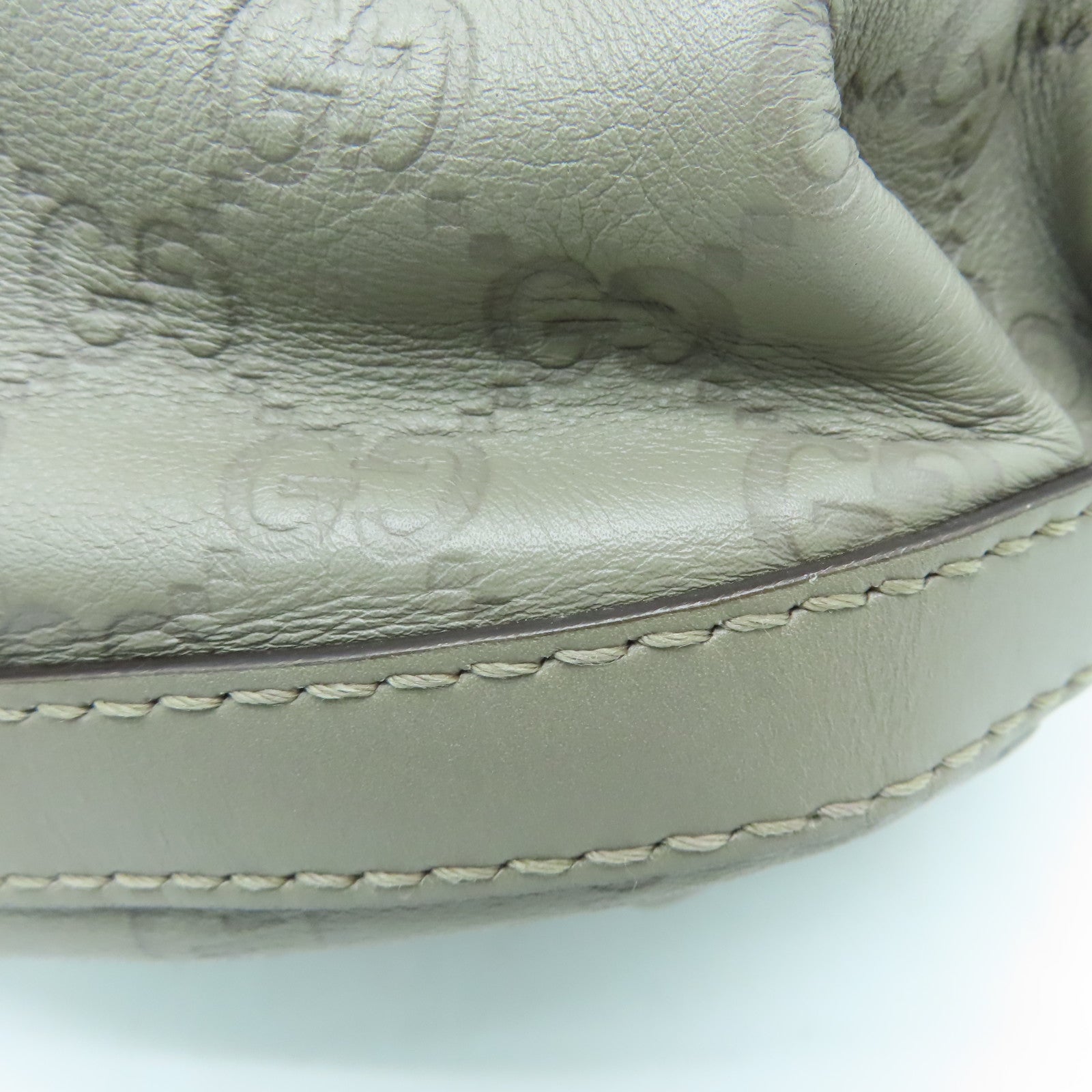 GUCCI 牛皮皮革Handbag金扣手挽袋灰色